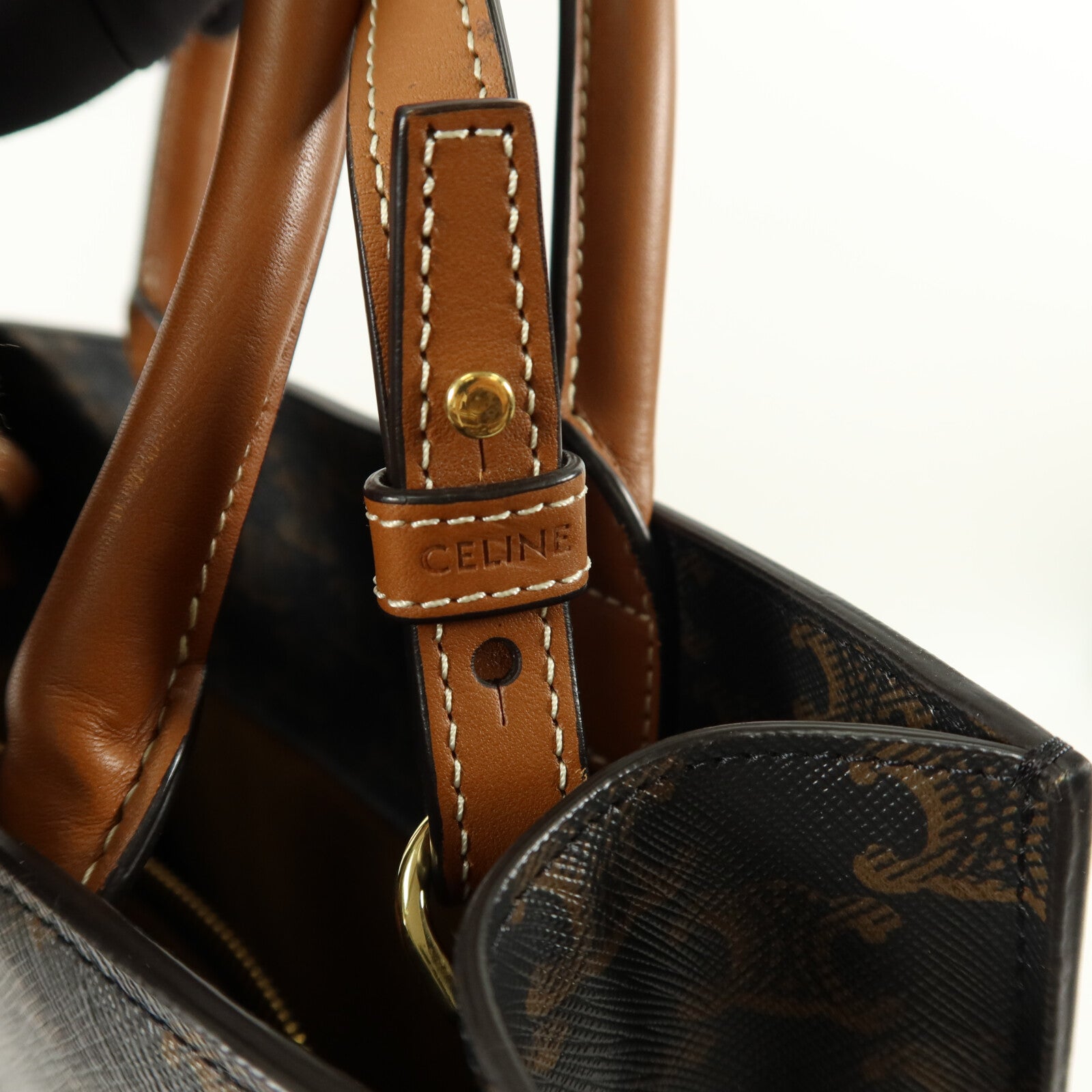 CELINE 塗層帆布Triomphe Cabas Vertical Large Tote手挽肩背兩用袋