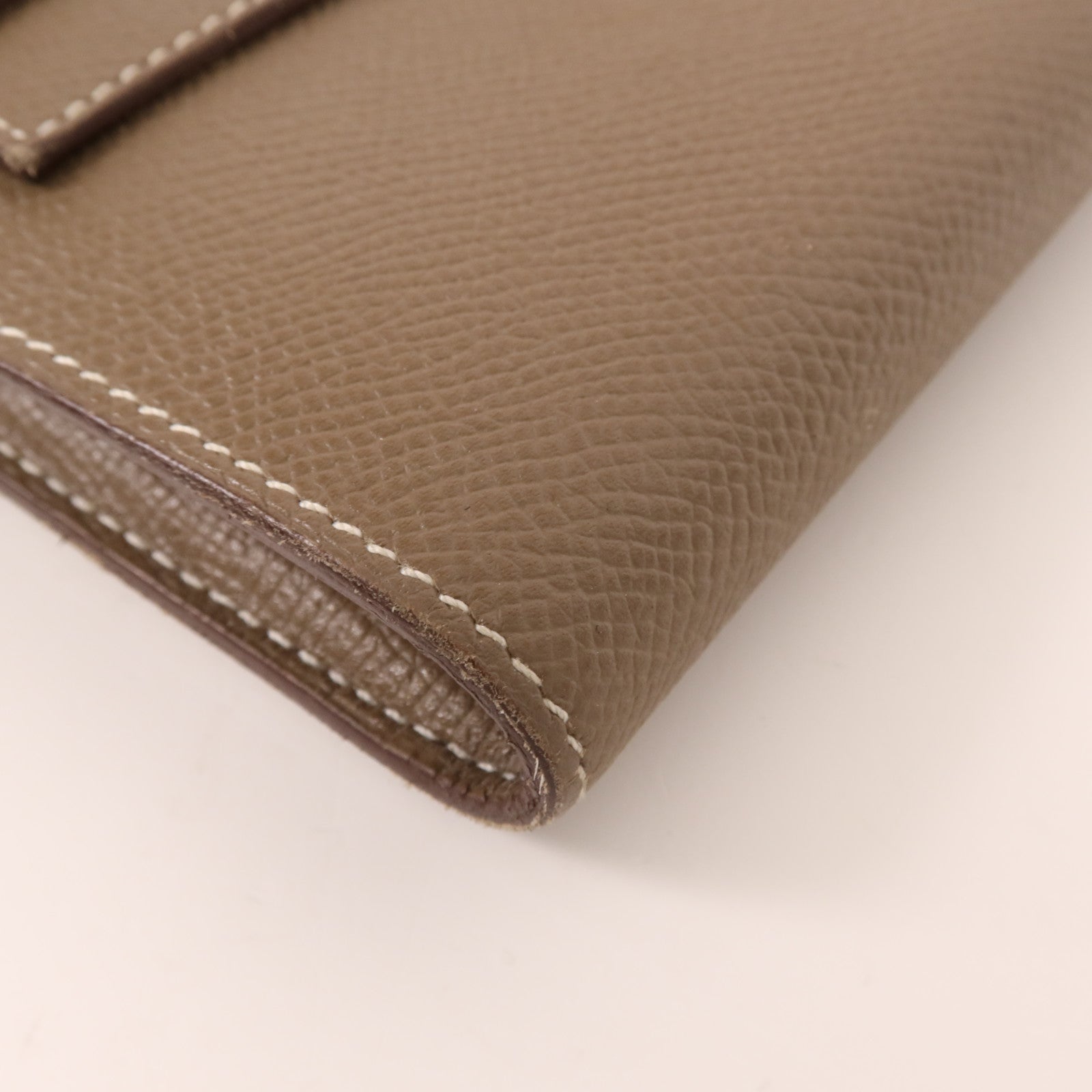 HERMES Epsom皮革Kelly Wallet銀扣長錢包Etoupe