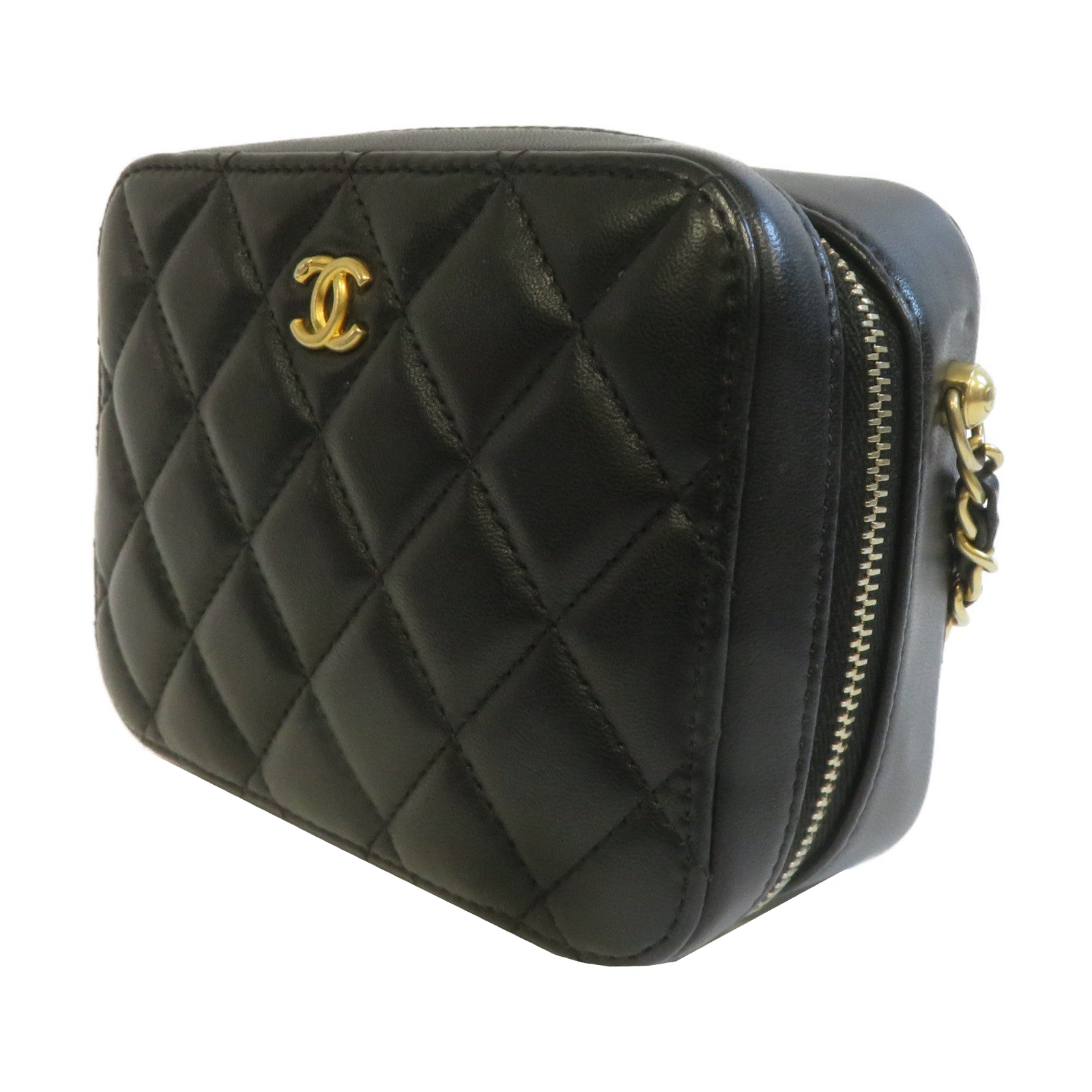 CHANEL 【激減優惠】菱格羊皮皮革Chain Shoulder金扣鏈帶肩背袋黑色