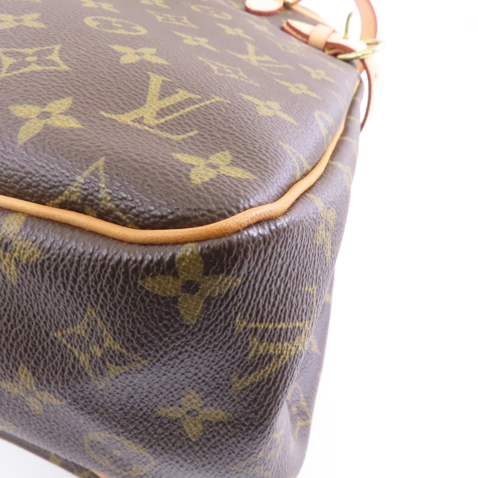 LOUIS VUITTON Monogram Batignolles Vertical金扣手挽袋棕色