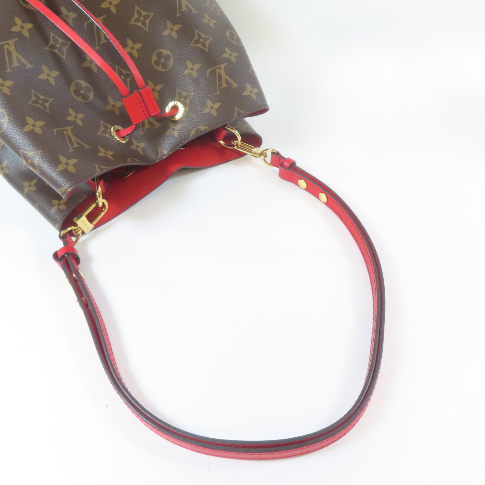LOUIS VUITTON Monogram Neo Noe MM金扣肩背袋紅色/啡色