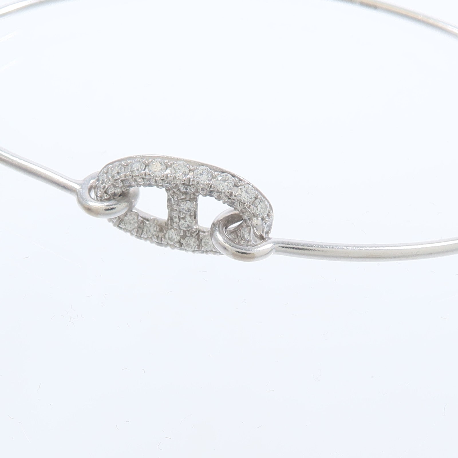 HERMES 18K白金Ronde Chaine d'Ancre Bracelet銀扣鑽石手鐲
