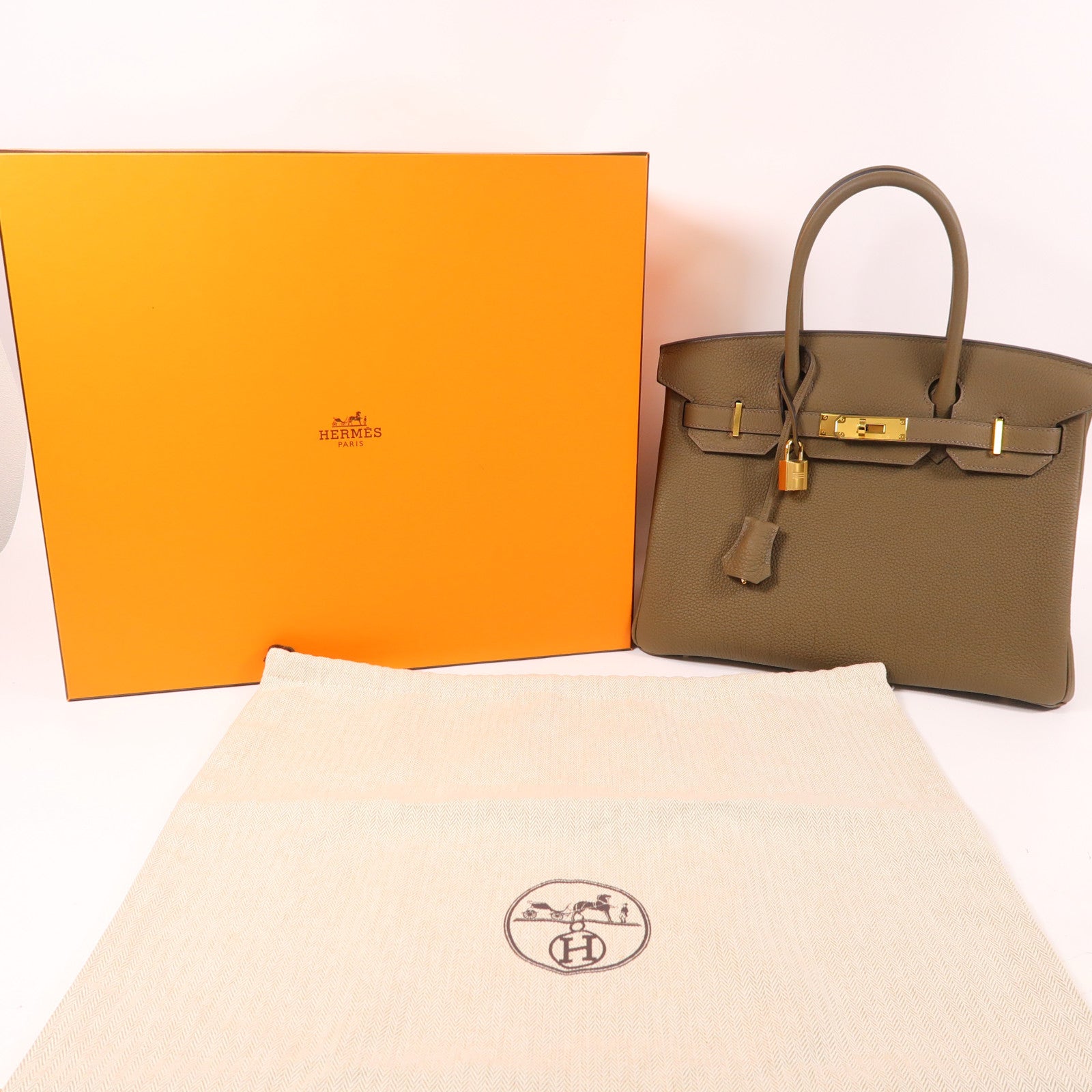 HERMES Togo皮革Birkin 30金扣手挽袋