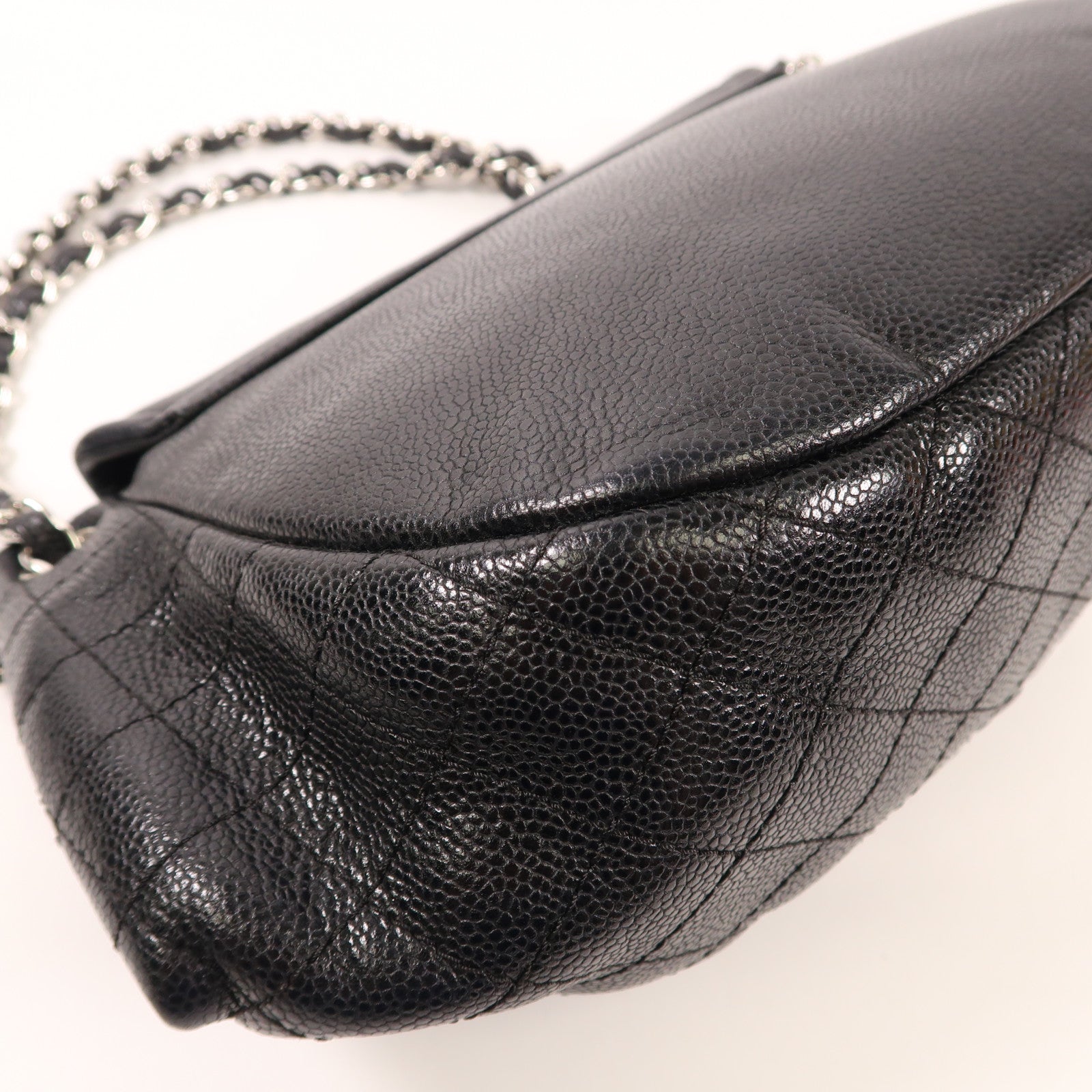 CHANEL 牛皮皮革Shoulder Bag銀扣鏈帶肩背袋