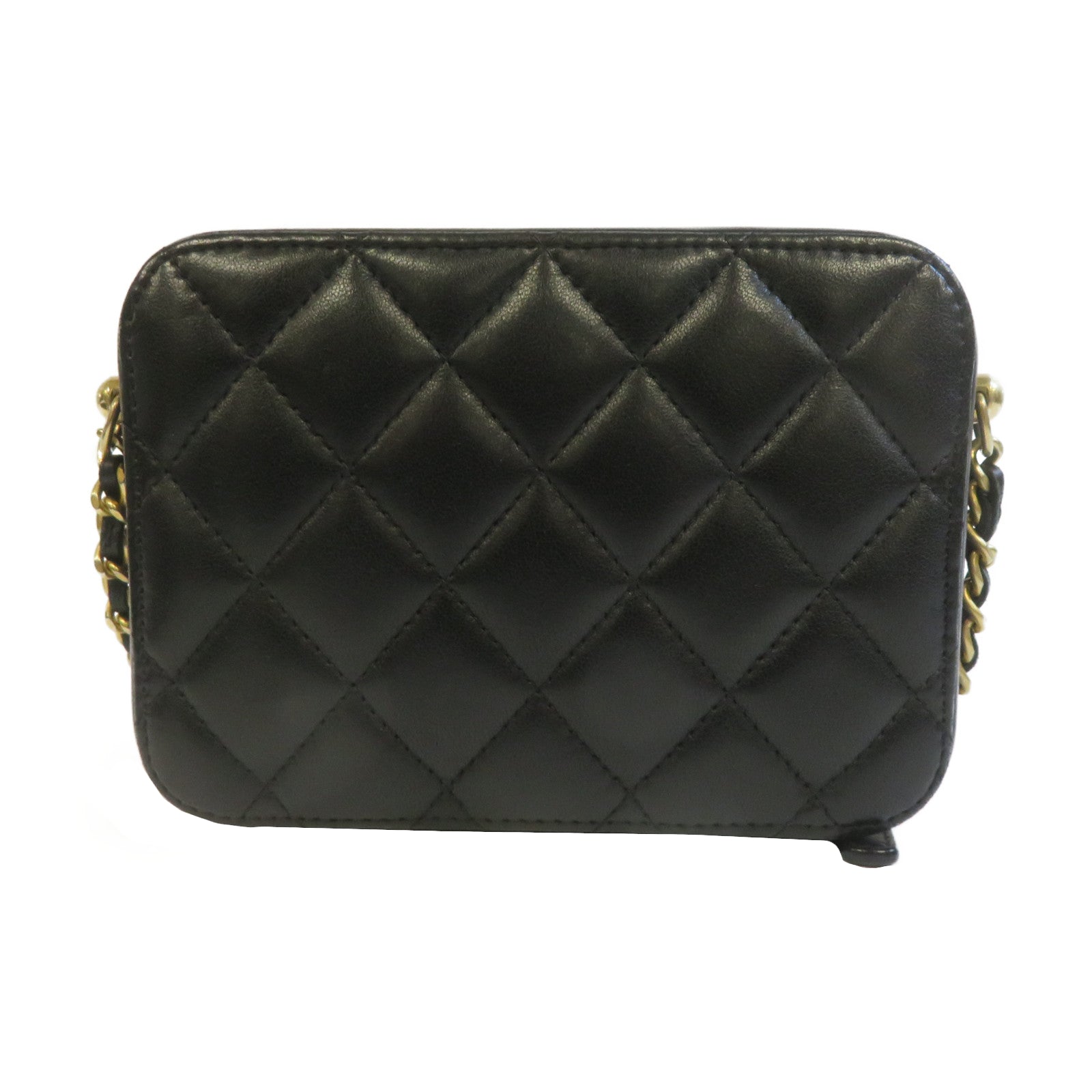 CHANEL 【激減優惠】菱格羊皮皮革Chain Shoulder金扣鏈帶肩背袋黑色