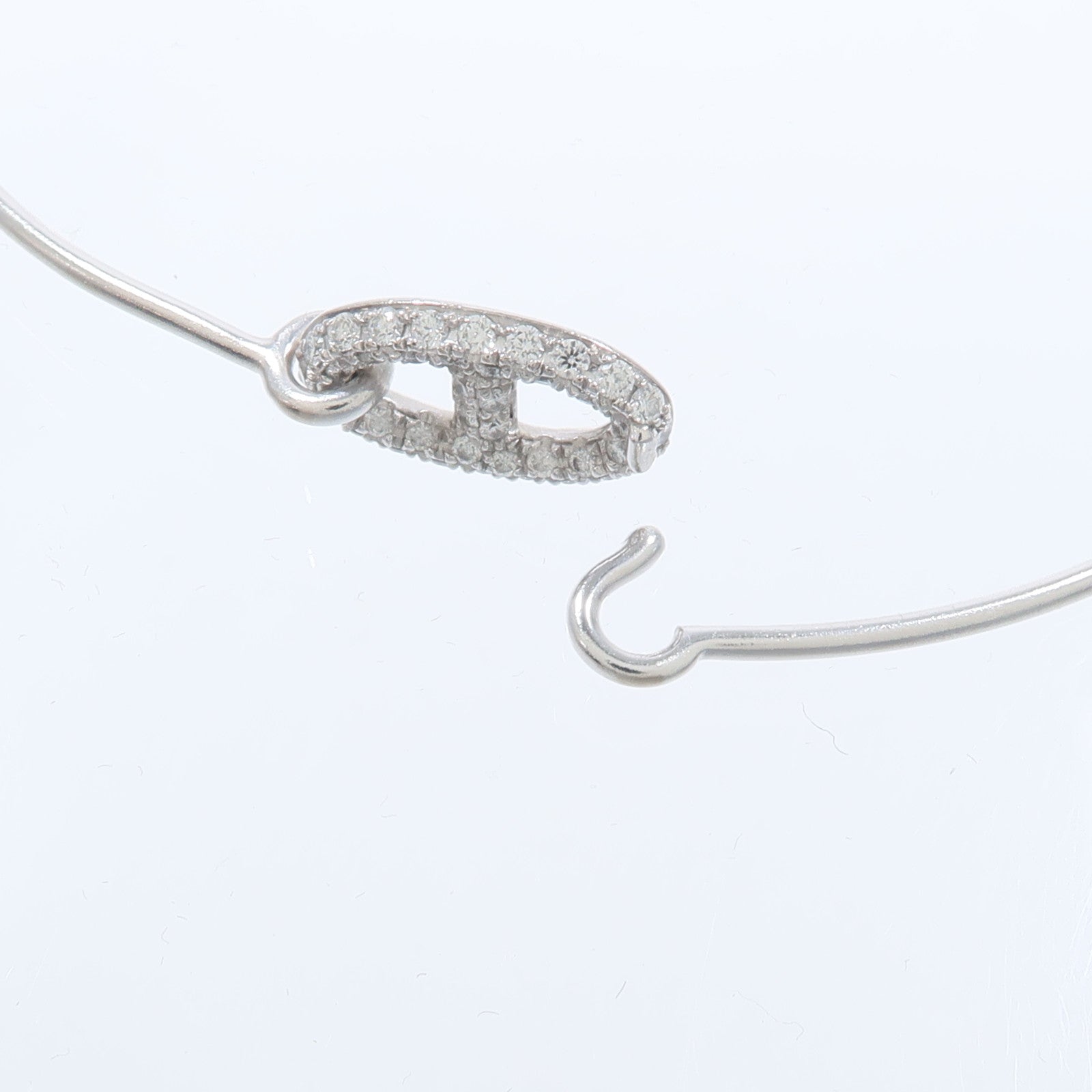HERMES 18K白金Ronde Chaine d'Ancre Bracelet銀扣鑽石手鐲