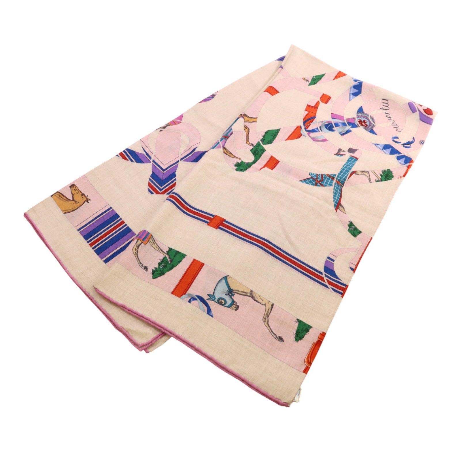 HERMES 羊絨/絲質Mors A Jouets Bandana Shawl 140絲巾