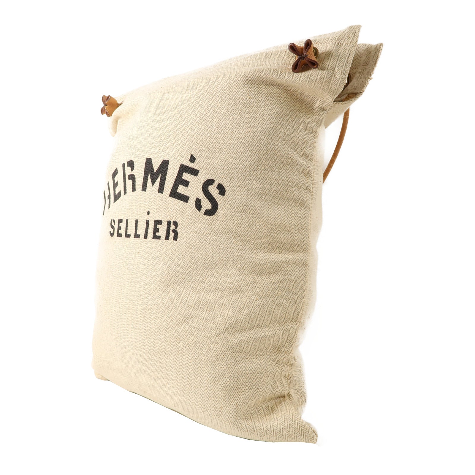HERMES 帆布Aline金扣肩背袋米色