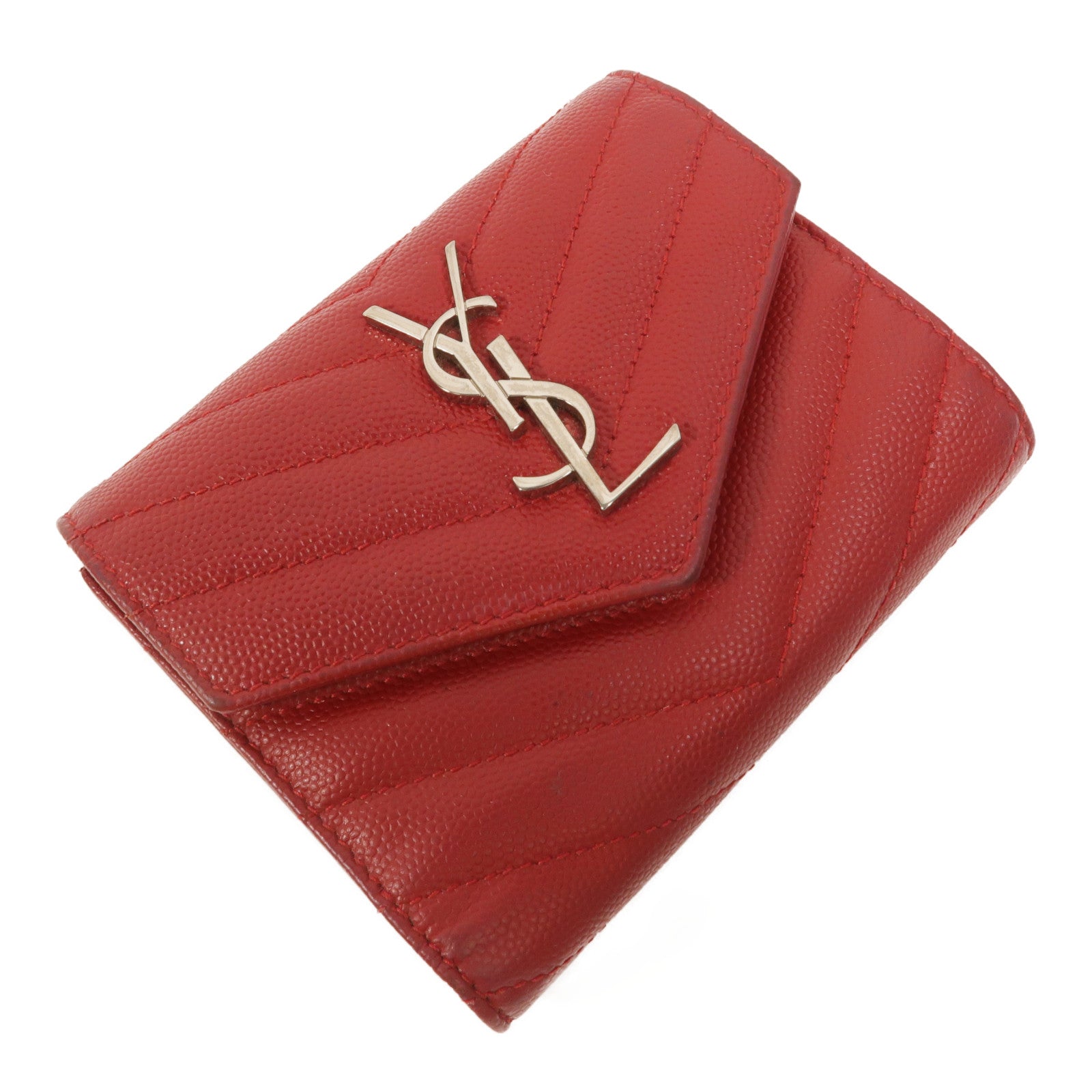 SAINT LAURENT 羊皮皮革Cassandre Compact Tri Fold錢包