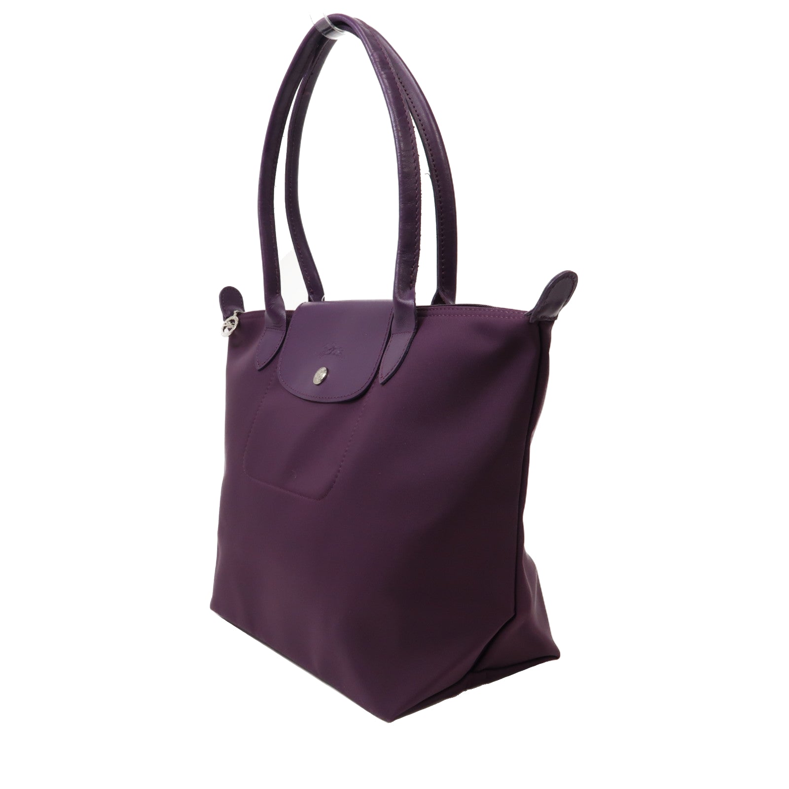 Longchamp 帆布Tote Bag銀扣手挽袋紫色