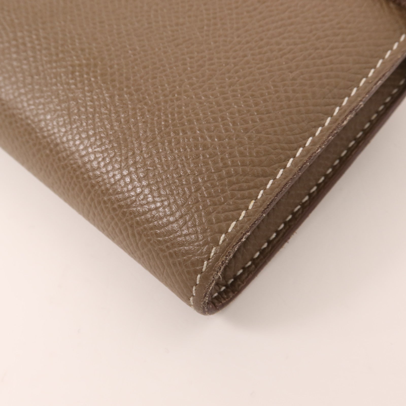 HERMES Epsom皮革Kelly Wallet銀扣長錢包Etoupe