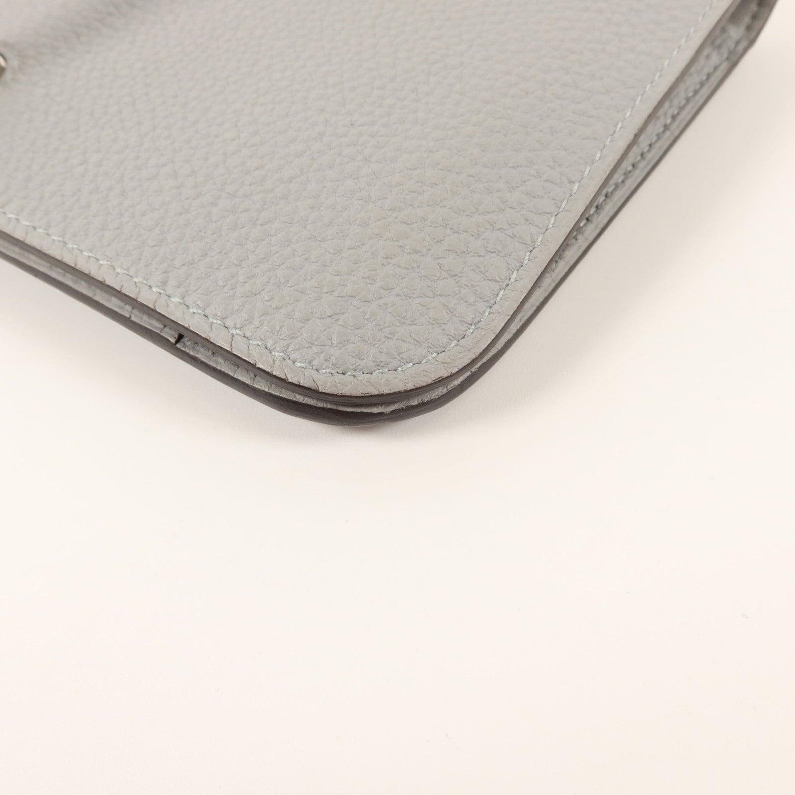 HERMES Clemence皮革Dogon GM長錢包Gris Mouette