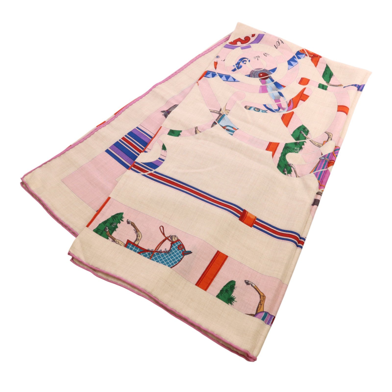 HERMES 羊絨/絲質Mors A Jouets Bandana Shawl 140絲巾