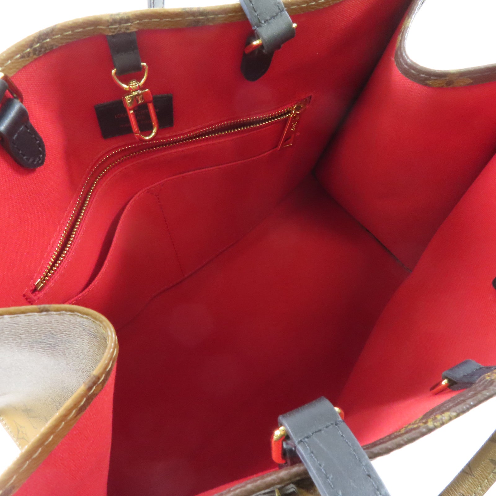 LOUIS VUITTON Monogram/Monogram Reverse On The Go MM金扣手挽肩背兩用袋啡色
