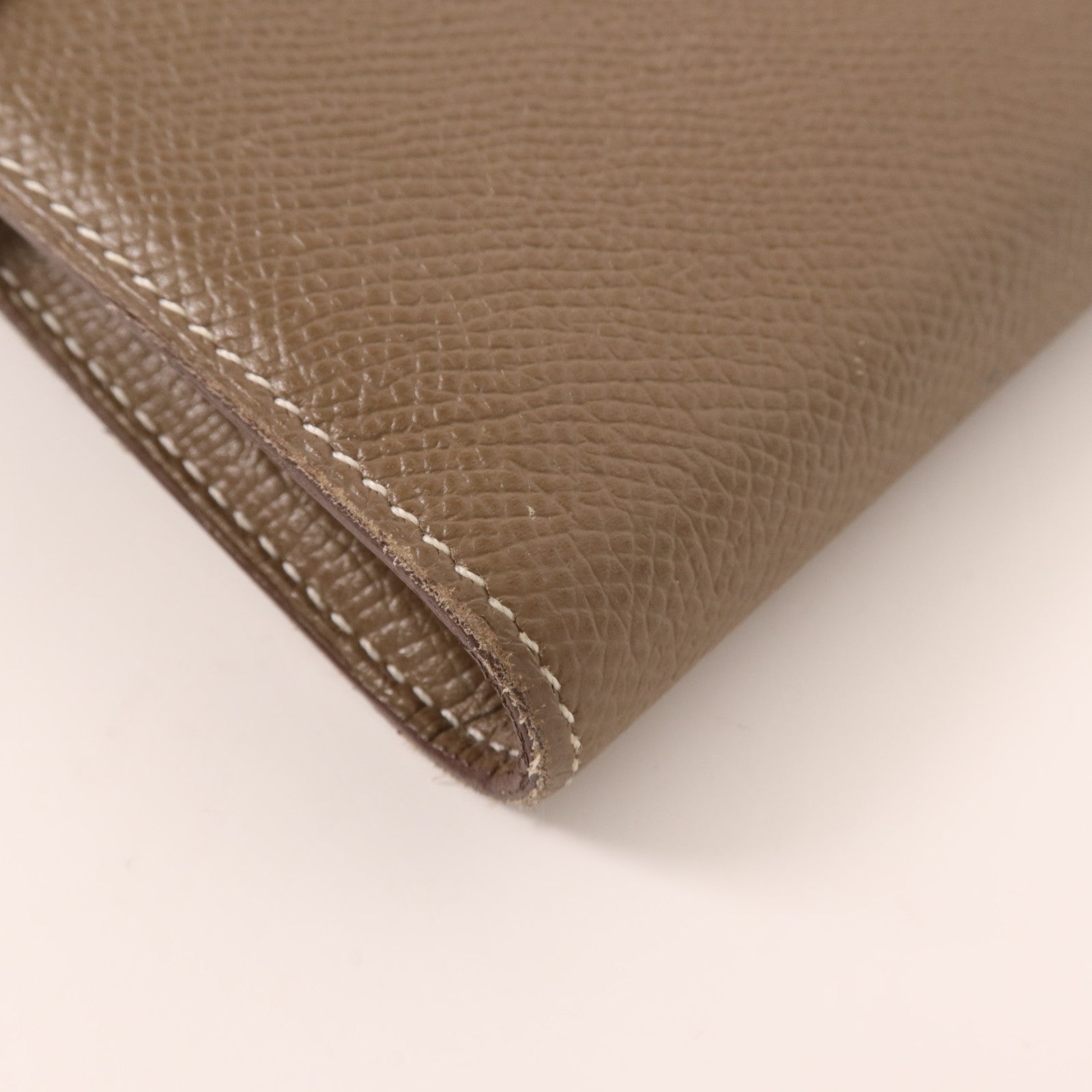 HERMES Epsom皮革Kelly Wallet銀扣長錢包Etoupe
