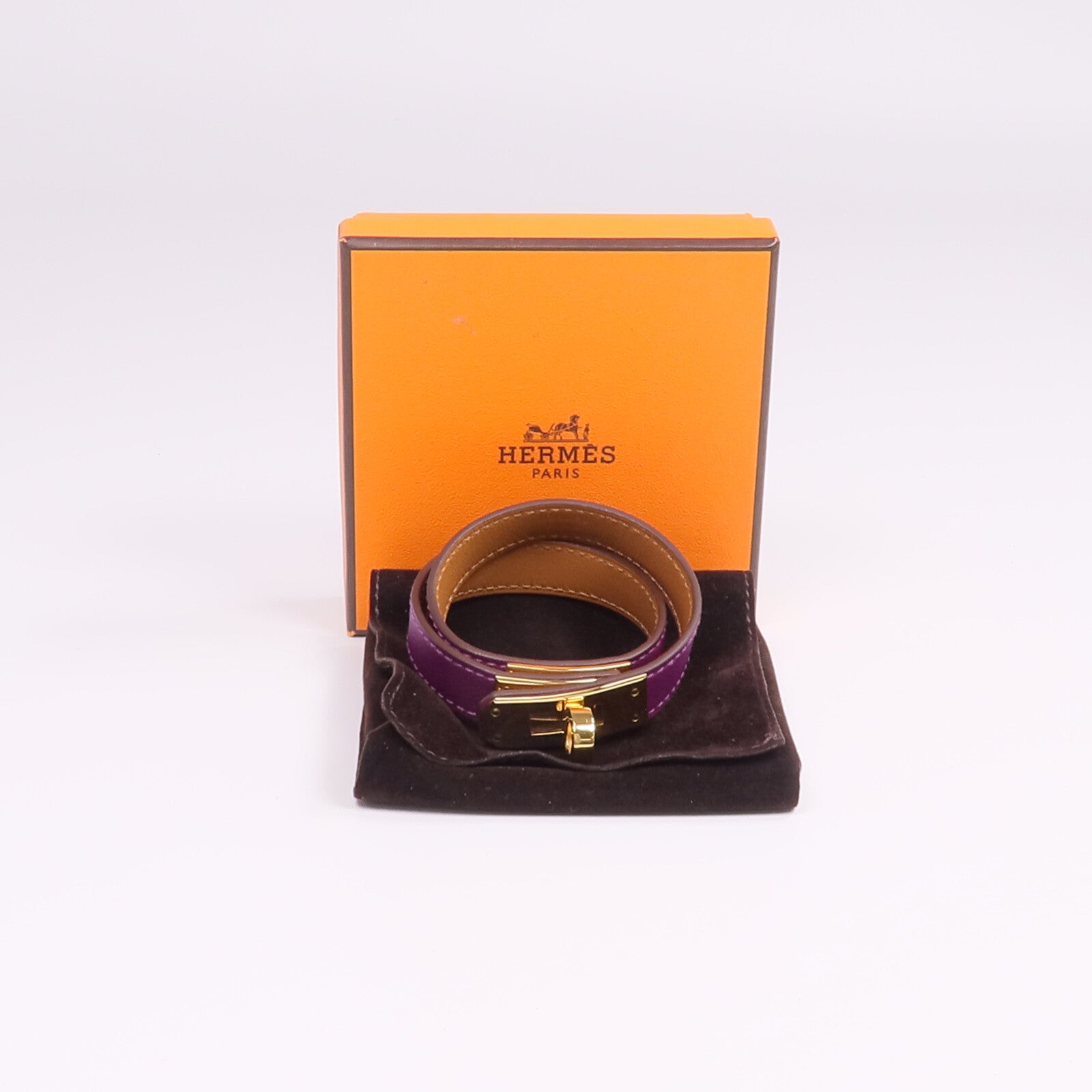 HERMES Swift皮革Kelly Double Tour Bracelet金扣手鐲