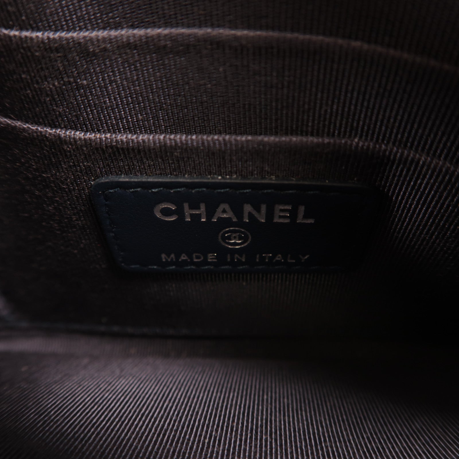 CHANEL 菱格牛皮皮革Pouch Wallet金扣長錢包黑色/藍色