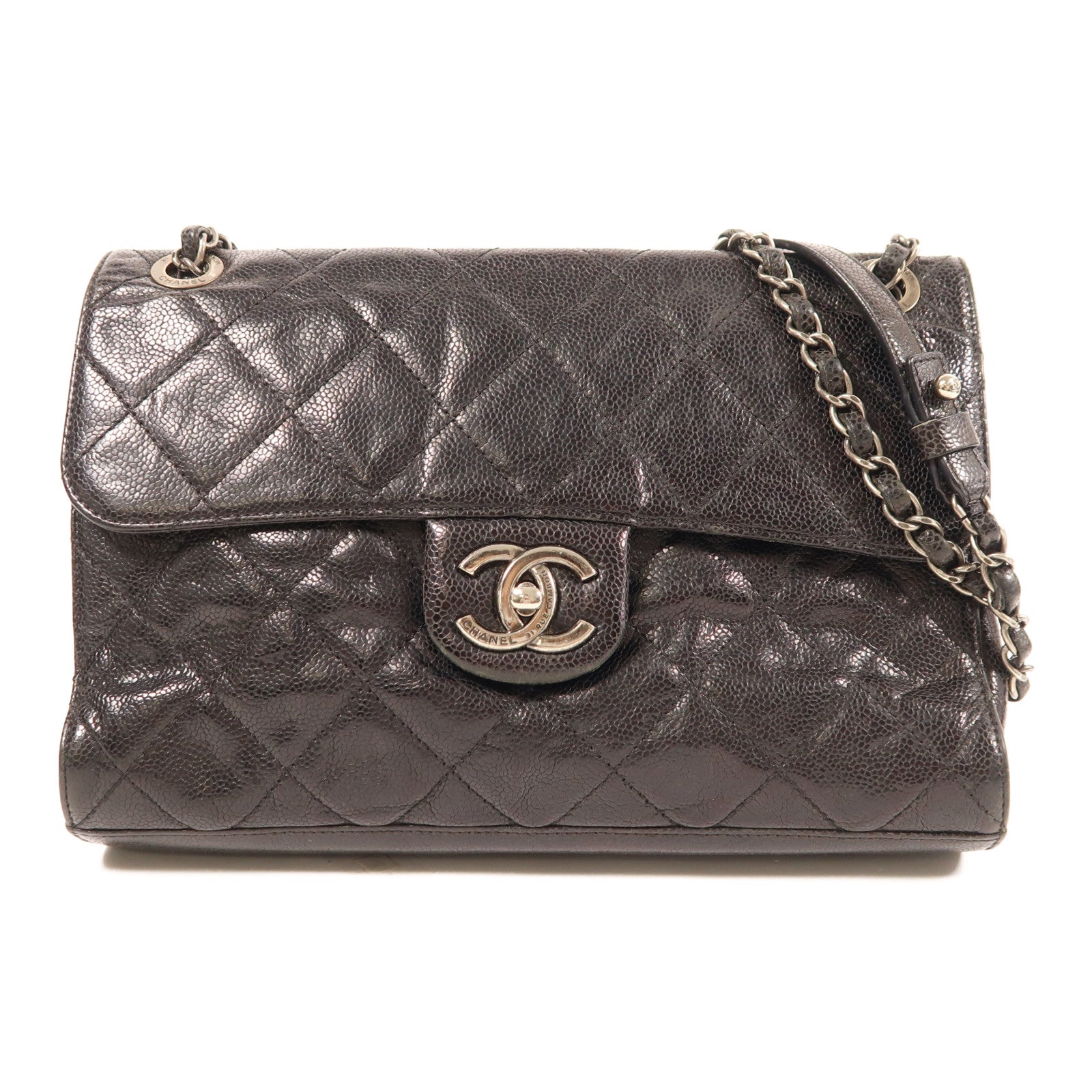 CHANEL 【激減優惠】牛皮皮革Chain Shoulder Bag銀扣鏈帶肩背袋