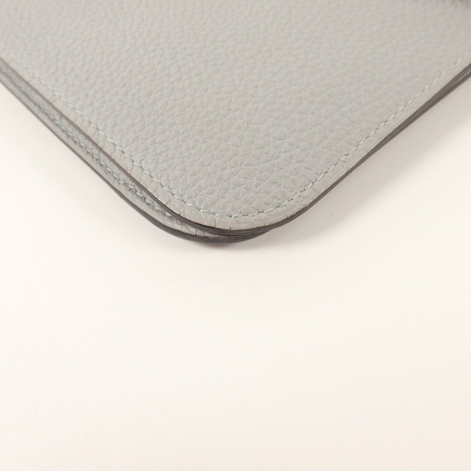 HERMES Clemence皮革Dogon GM長錢包Gris Mouette
