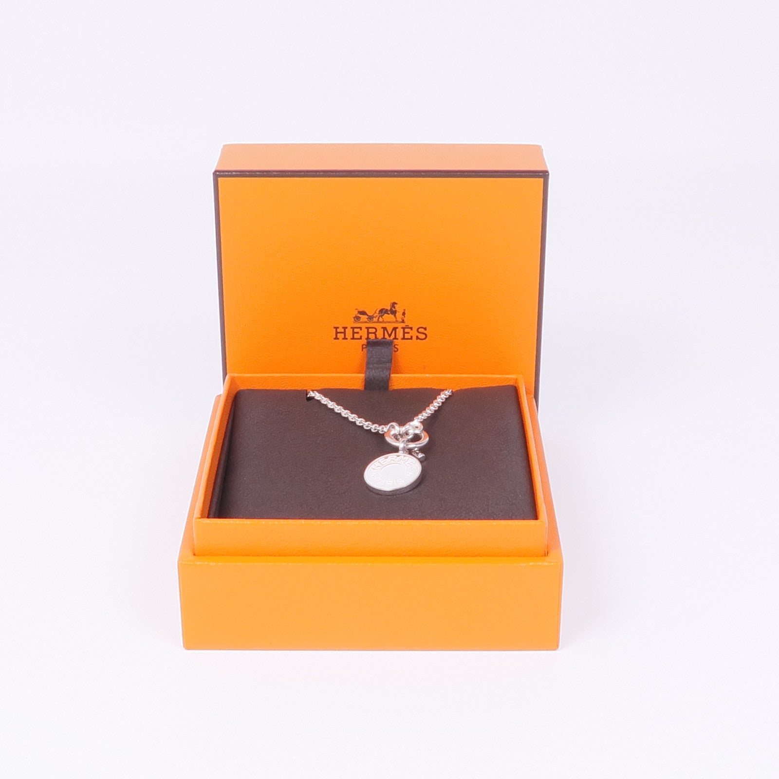 HERMES 925純銀Amulettes Hermès Ex-Libris Pendant項鍊