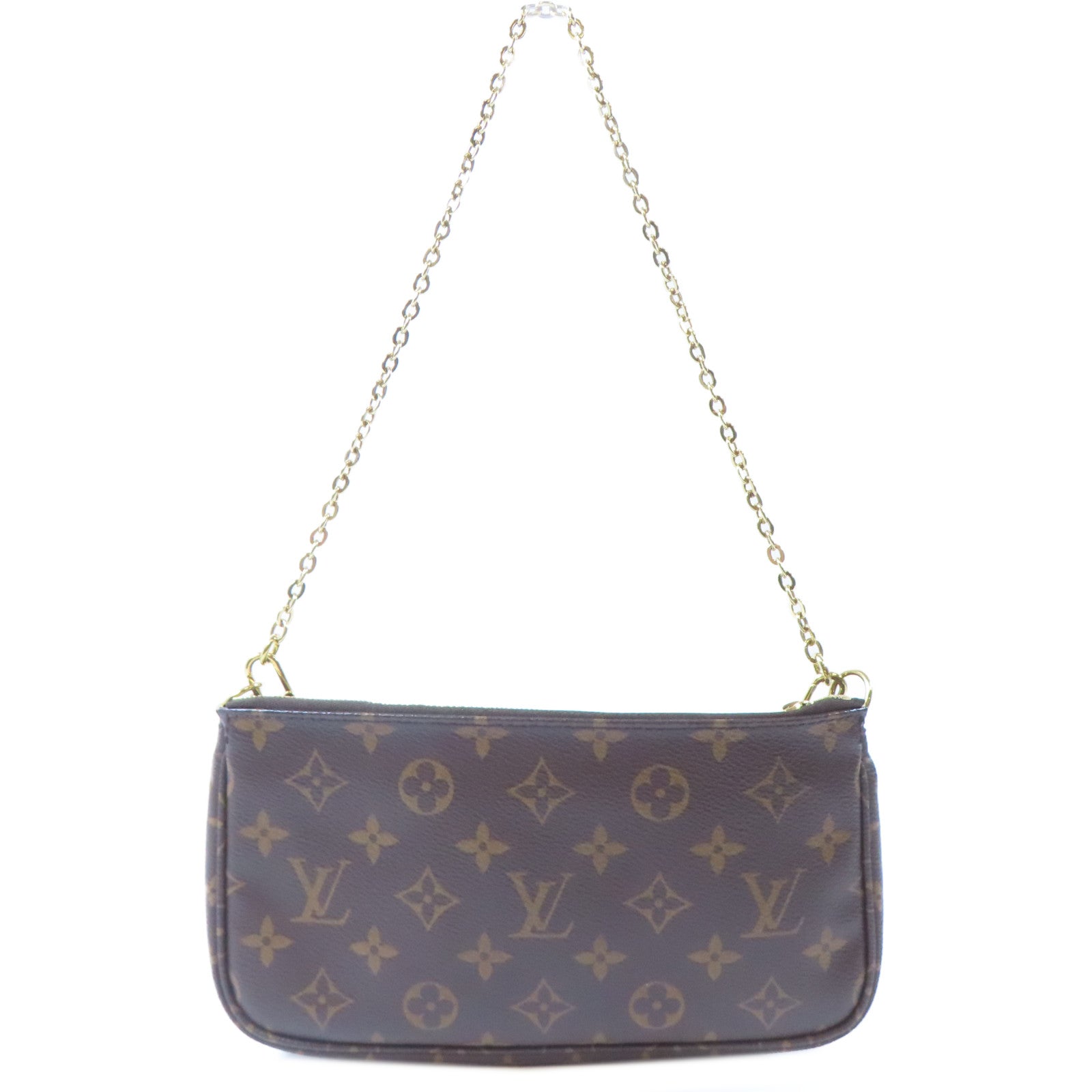 LOUIS VUITTON Monogram Multi Pochette Accessoires金扣手挽肩背兩用袋啡色