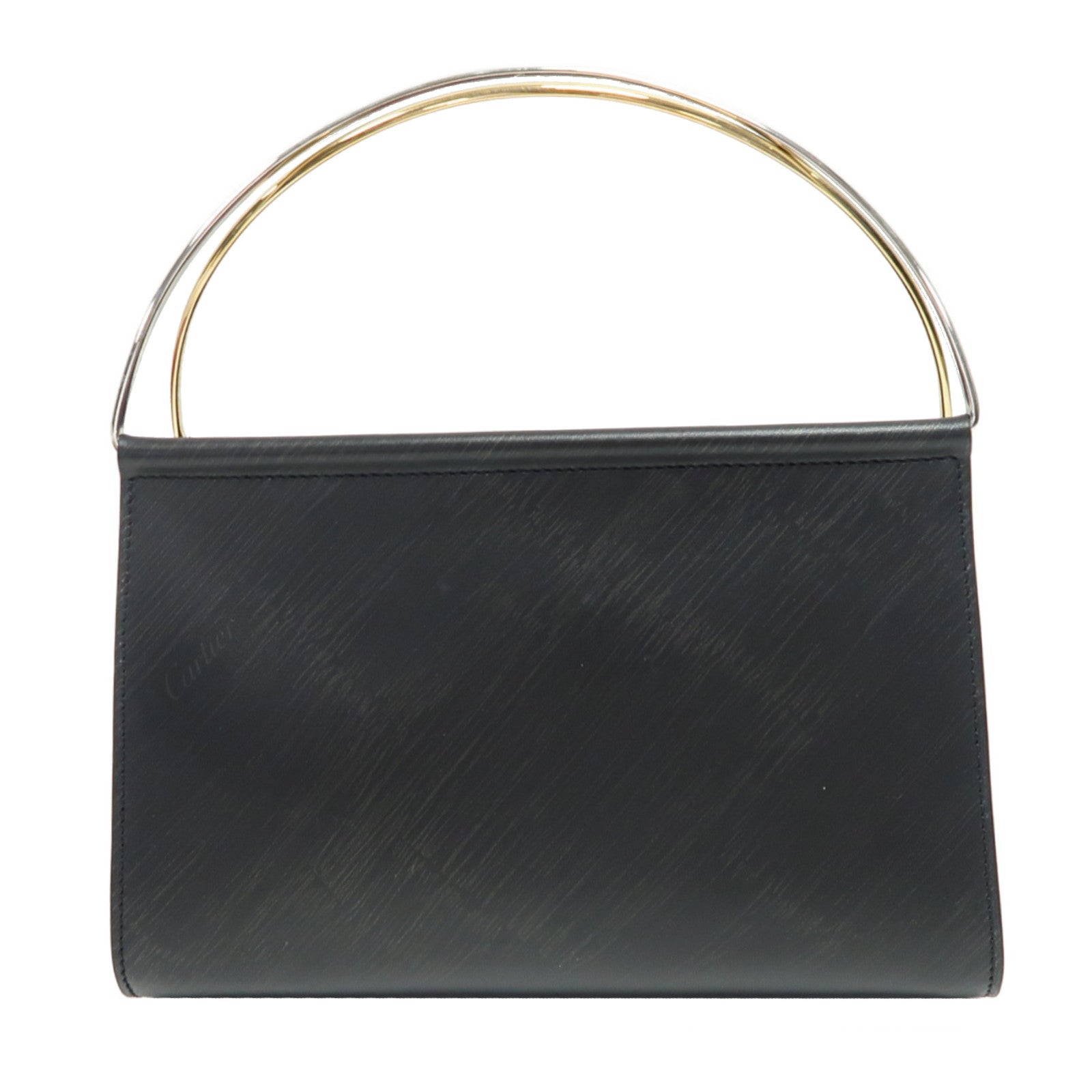CARTIER 皮革Hand Bag金扣手挽袋黑色