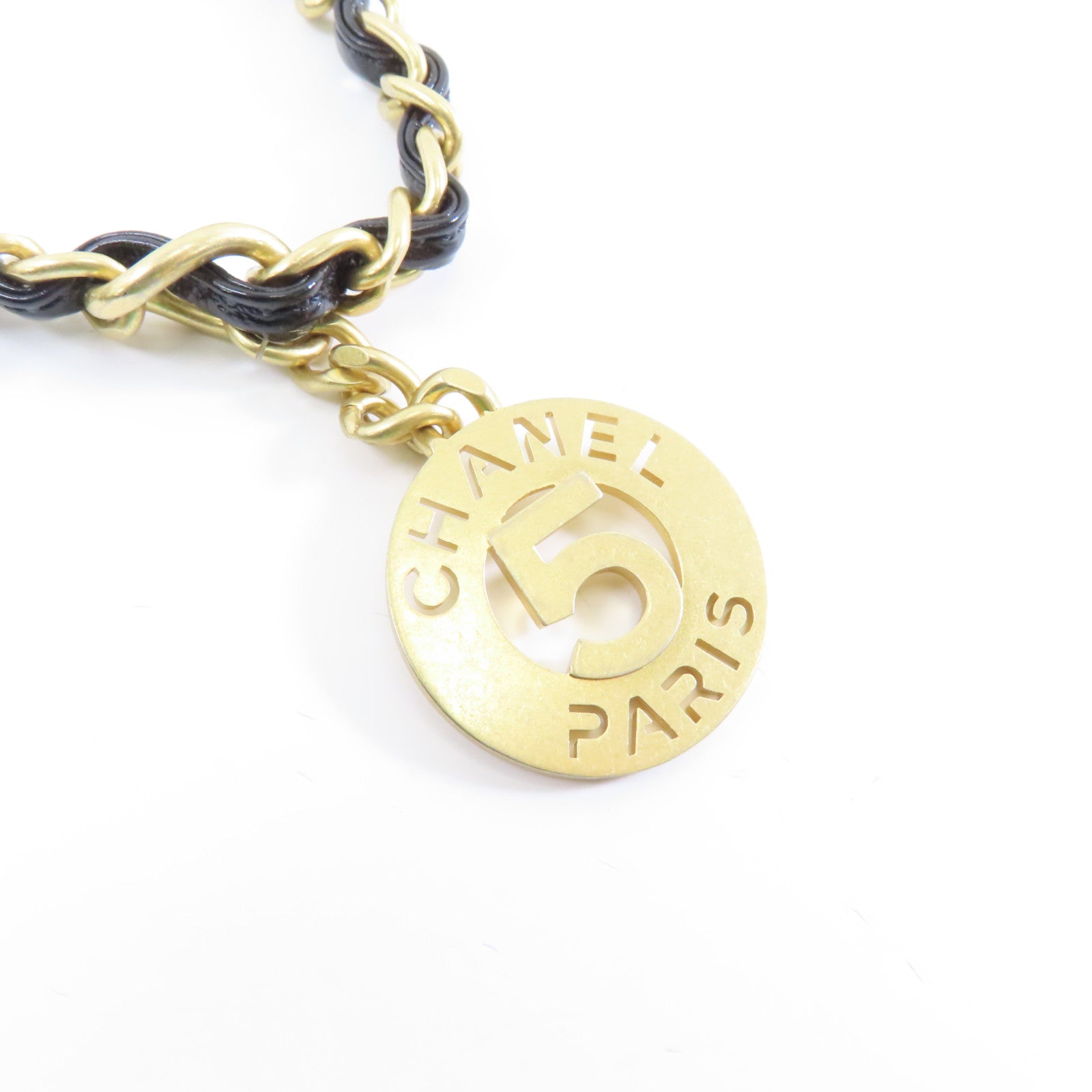 CHANEL 菱格牛皮皮革Chain Shoulder金扣鏈帶肩背袋袋黑色