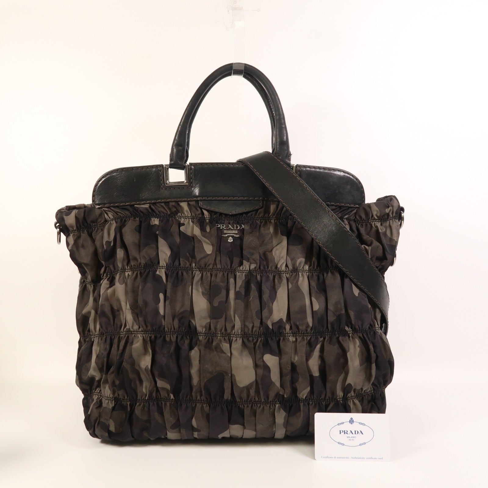 PRADA 尼龍2 Way Shoulder銀扣手挽肩背兩用袋