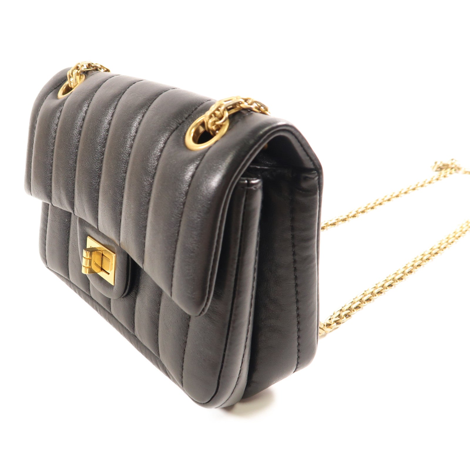 CHANEL 牛皮皮革2.55 Mini金扣鏈帶肩背袋