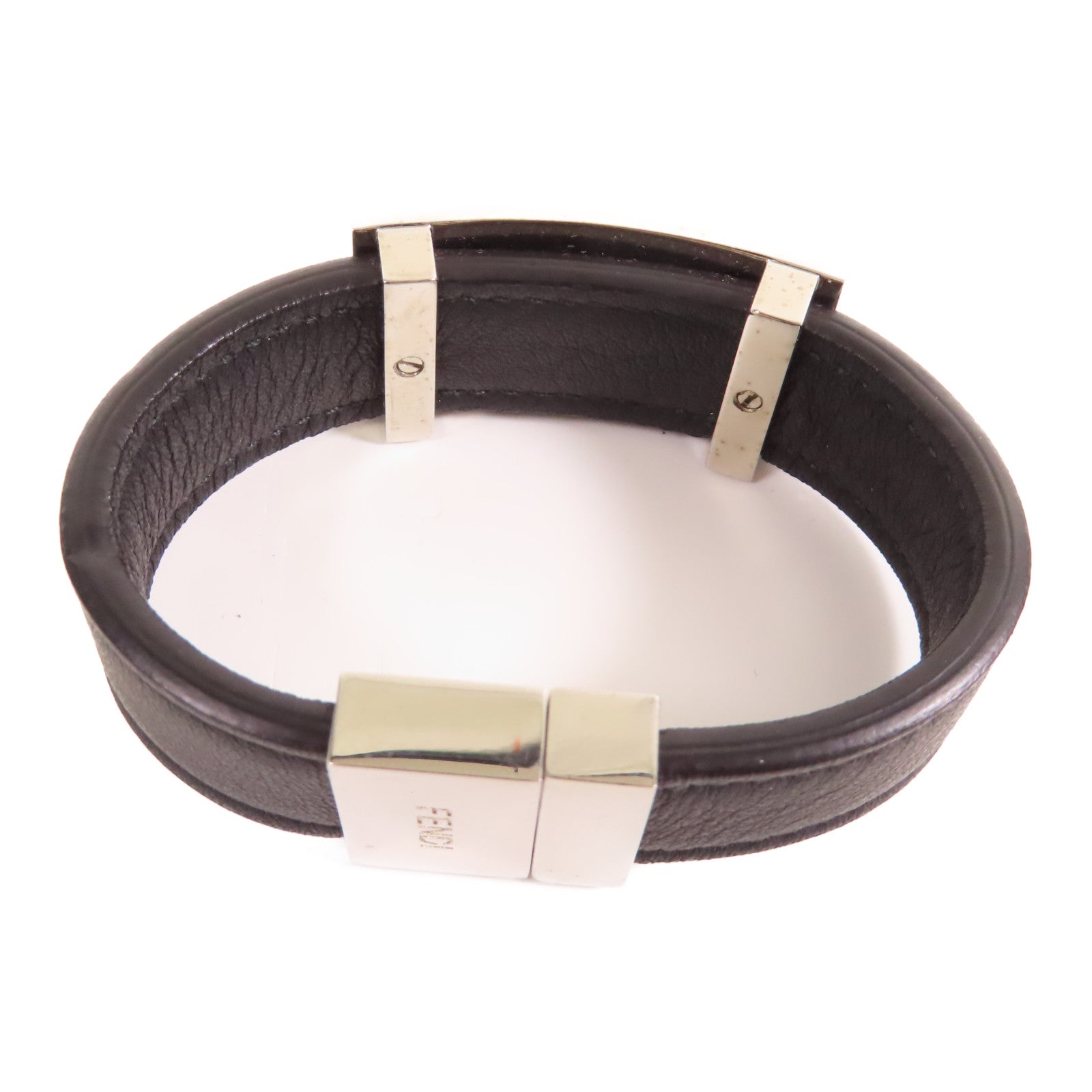 FENDI 【激減優惠】牛皮皮革Bracelet/Bangle銀扣手鐲黑色