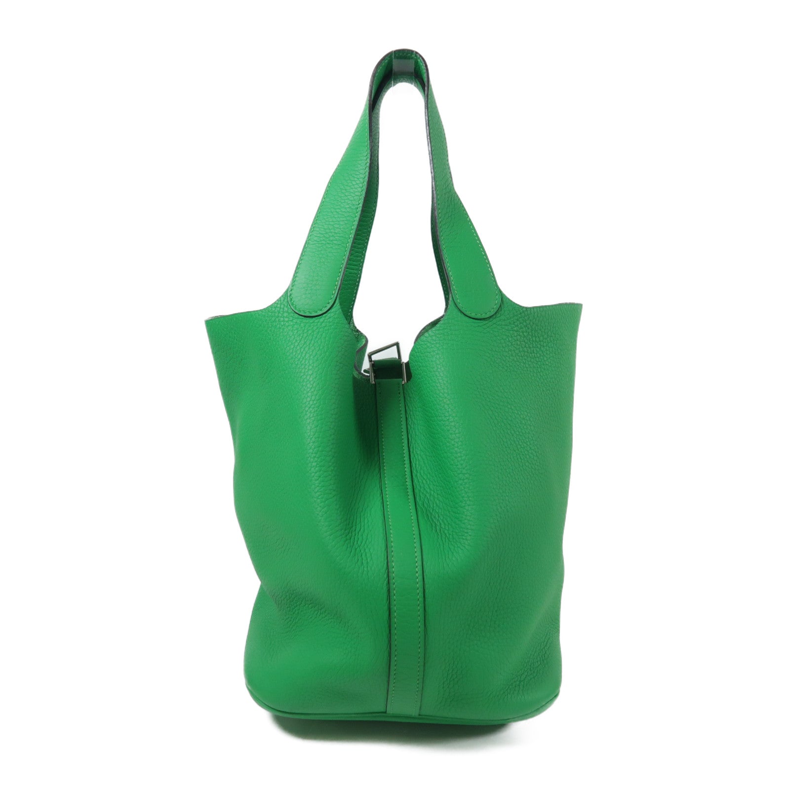 HERMES Clemence皮革Picotin GM銀扣手挽袋Bamboo