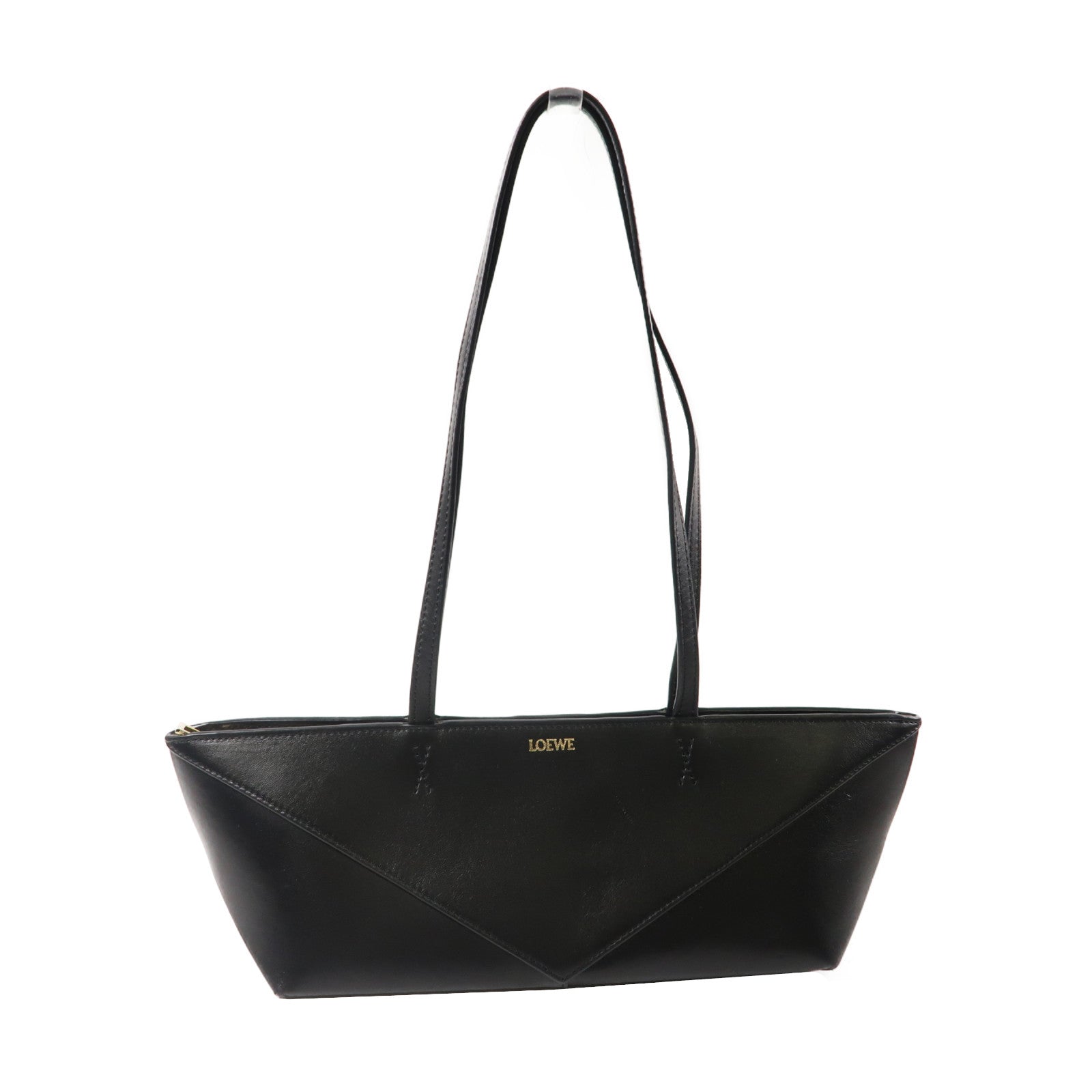 LOEWE 牛皮皮革Cropped Puzzle Fold Bag金扣肩背袋黑色