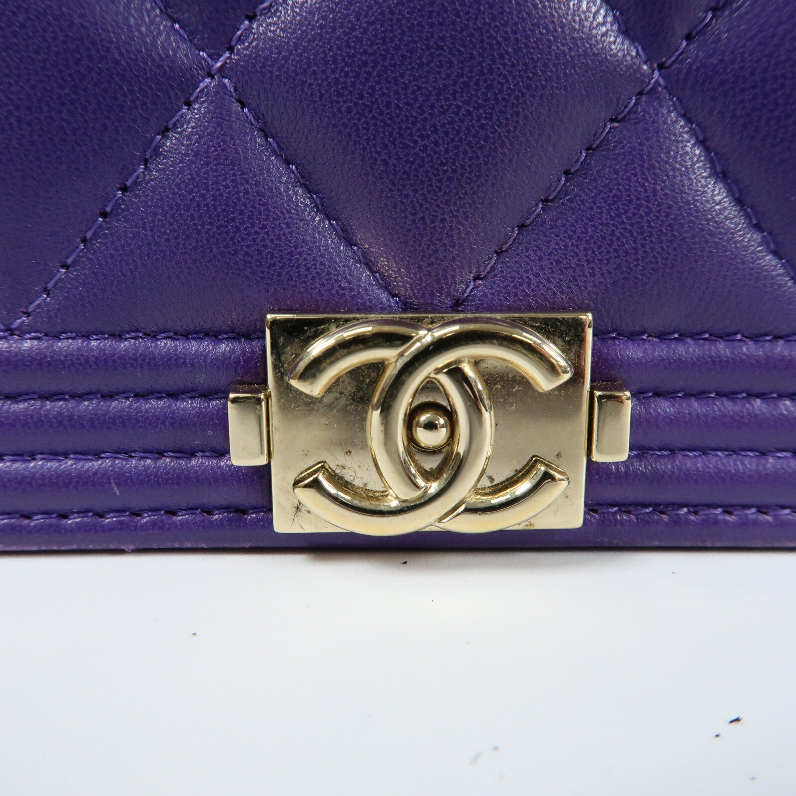 CHANEL 羊皮皮革Boy WOC Wallet On Chain金扣鏈帶肩背袋