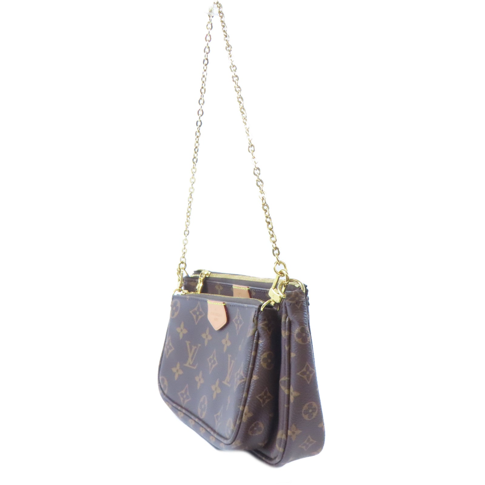 LOUIS VUITTON Monogram Multi Pochette Accessoires金扣手挽肩背兩用袋啡色