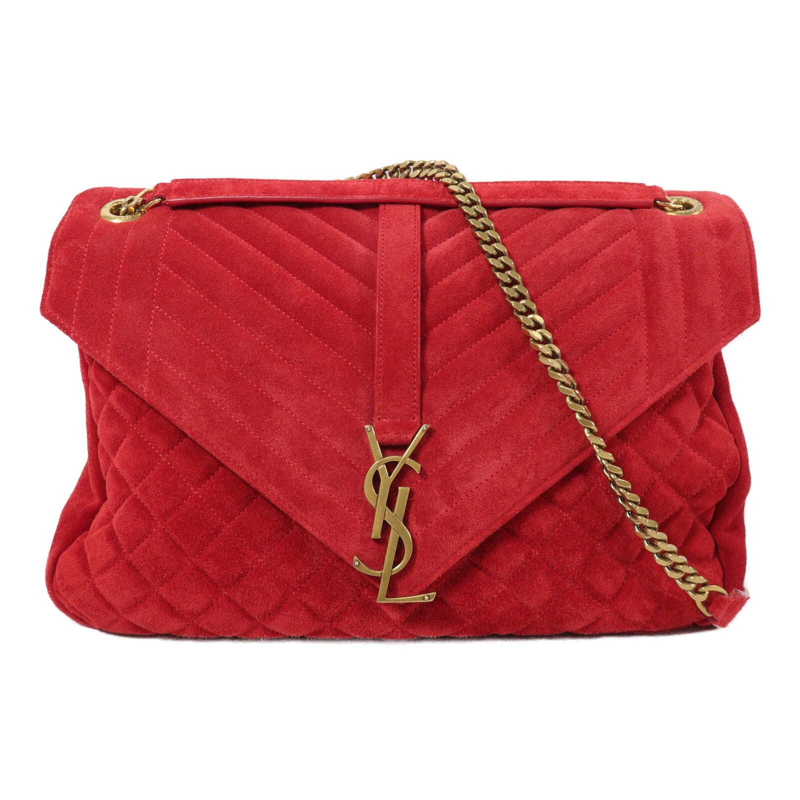 SAINT LAURENT 絨布Large Envelope鏈帶肩背袋