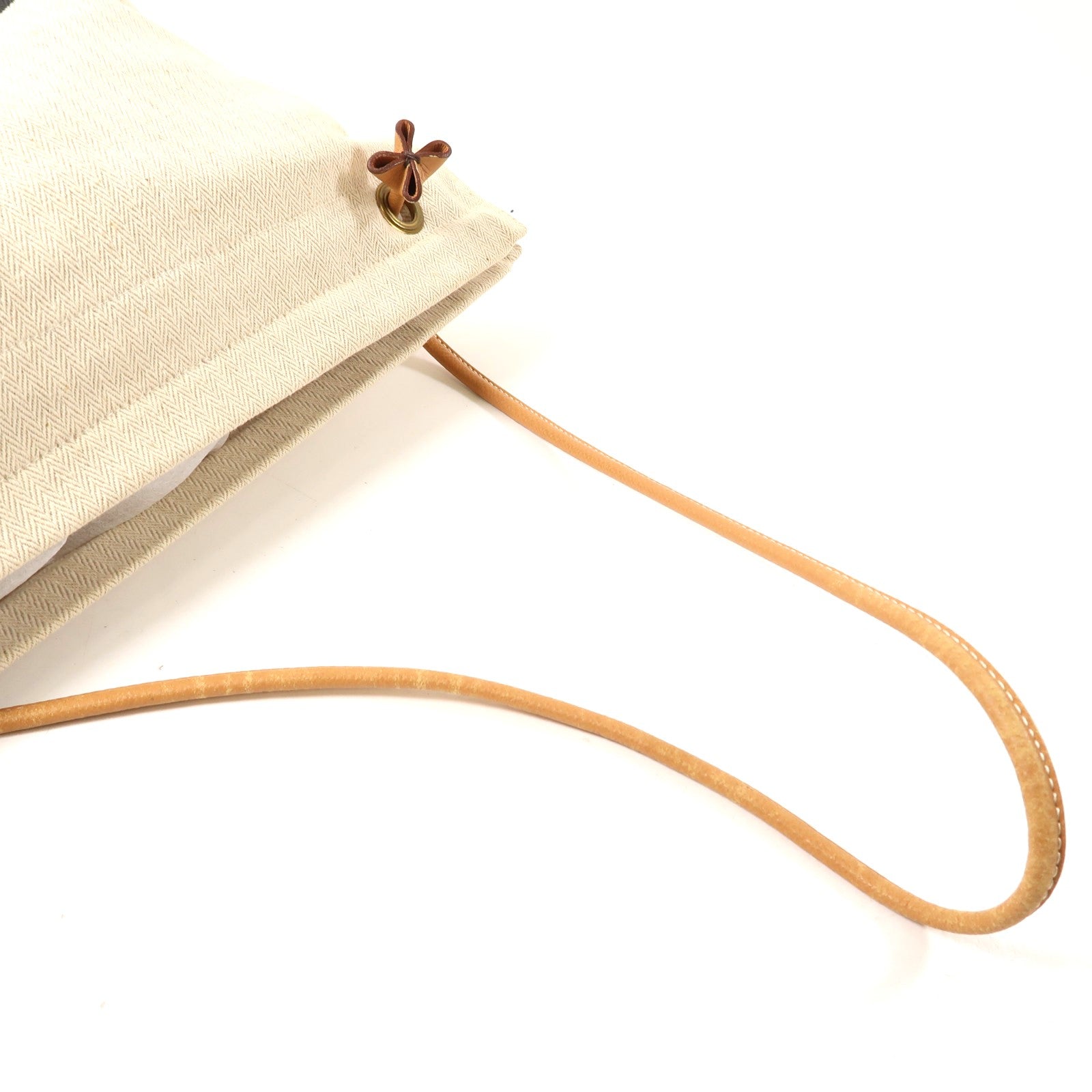 HERMES 帆布Aline金扣肩背袋米色