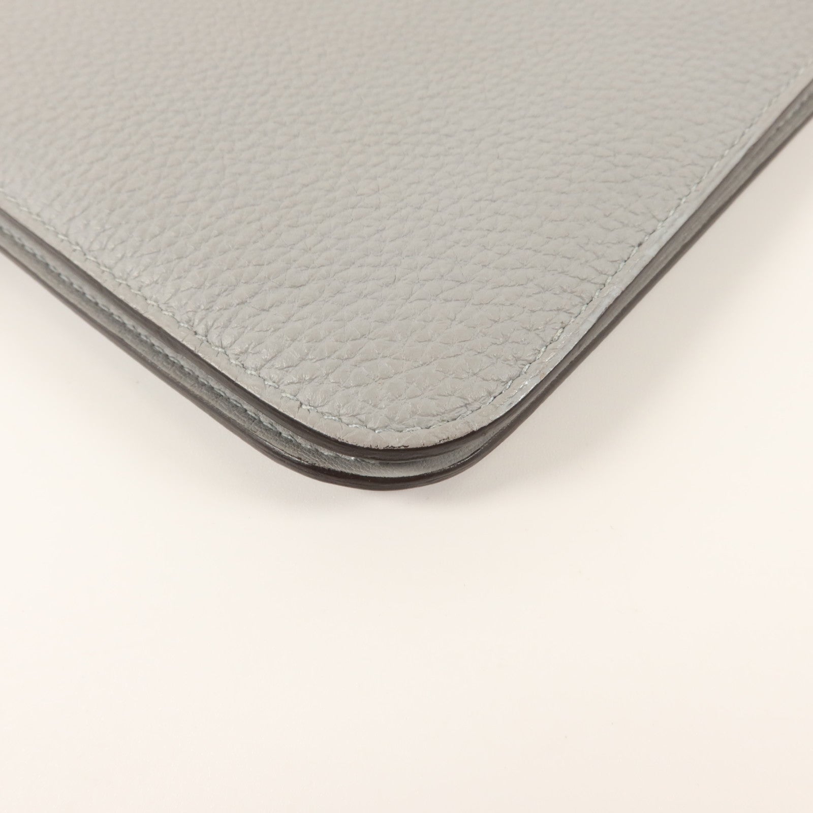 HERMES Clemence皮革Dogon GM長錢包Gris Mouette