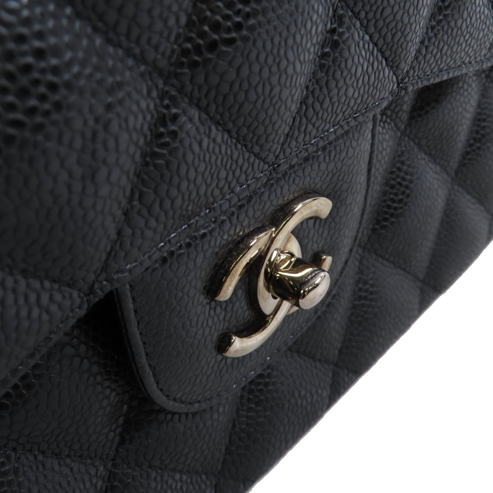 CHANEL 【激減優惠】菱格Caviar皮革Classic Jumbo Chain Shoulder Bag銀扣鏈帶肩背袋黑色