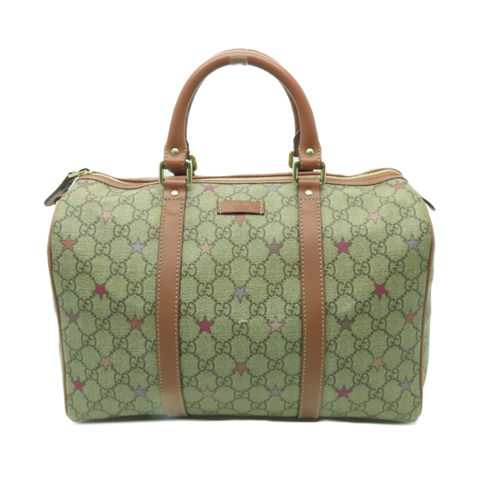 GUCCI 【清倉大減價】塗層帆布Handbag金扣手挽袋棕色/粉紅色