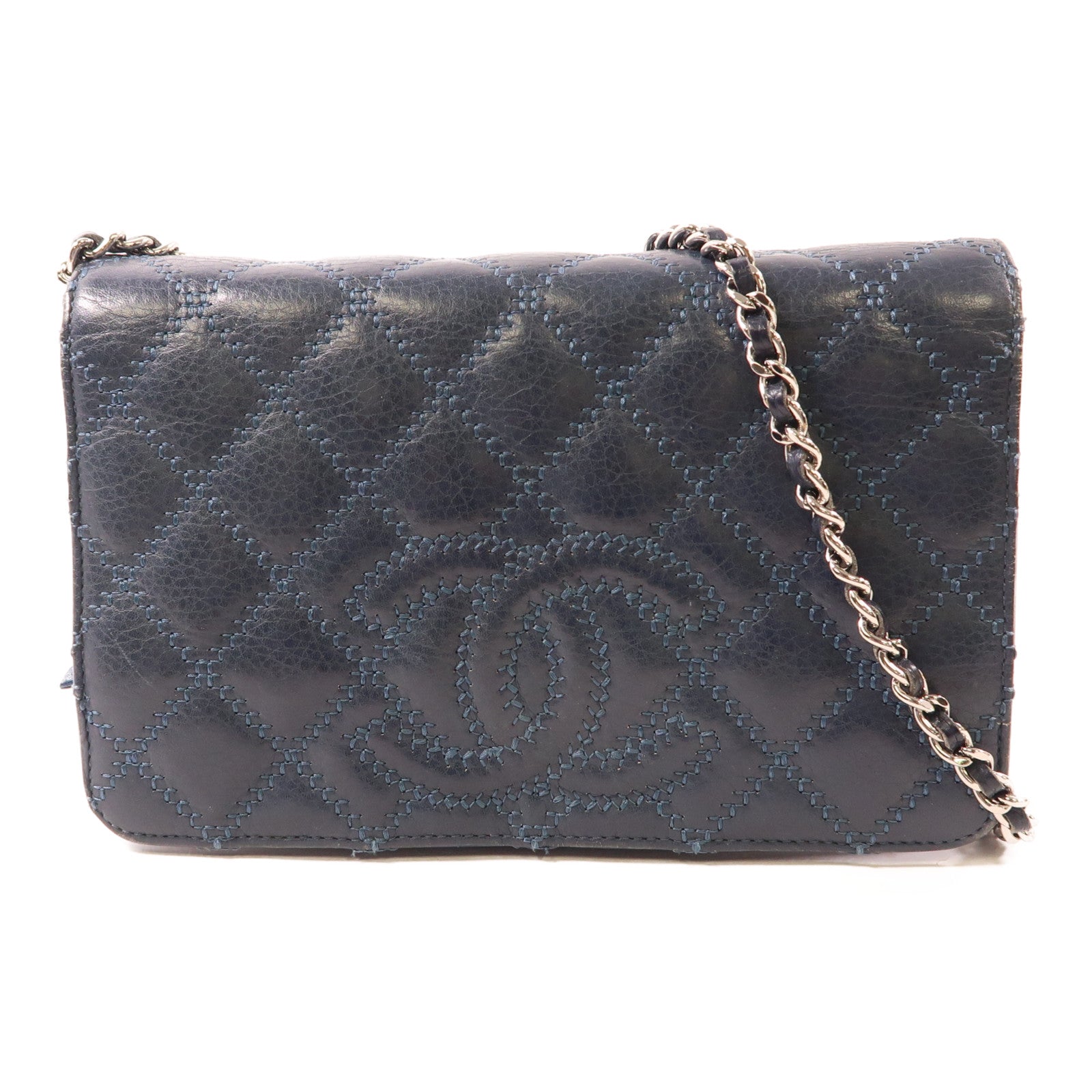 CHANEL 牛皮皮革WOC Wallet On Chain銀扣鏈帶肩背袋