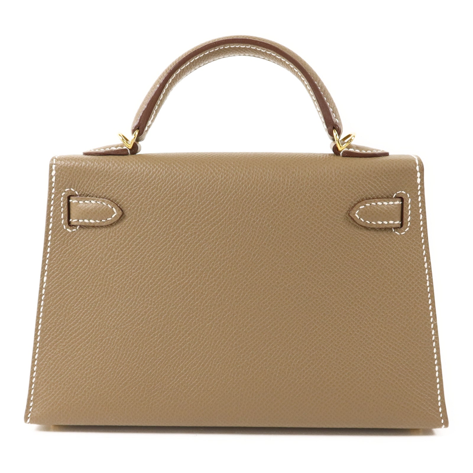 HERMES Epsom皮革Mini Kelly II金扣手挽肩背兩用袋Etoupe