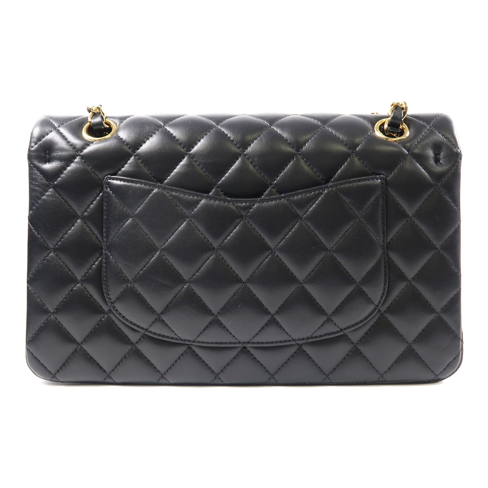 CHANEL 菱格羊皮皮革Classic 25金扣鏈帶肩背袋黑色