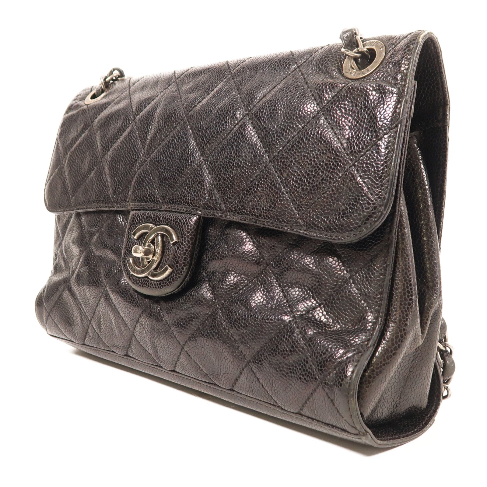 CHANEL 【激減優惠】牛皮皮革Chain Shoulder Bag銀扣鏈帶肩背袋
