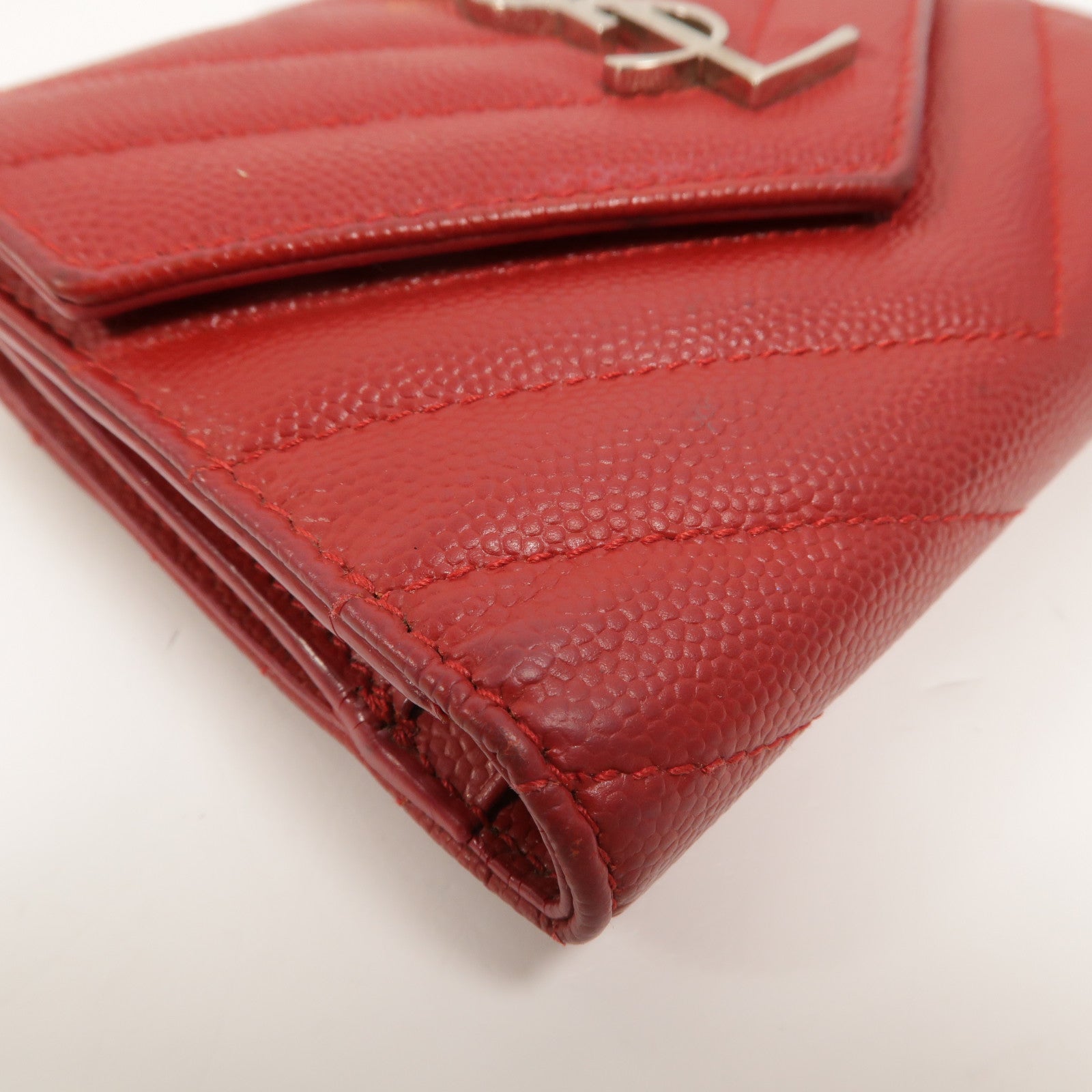 SAINT LAURENT 羊皮皮革Cassandre Compact Tri Fold錢包