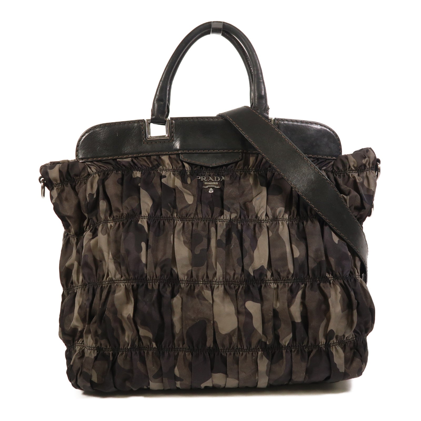 PRADA 尼龍2 Way Shoulder銀扣手挽肩背兩用袋