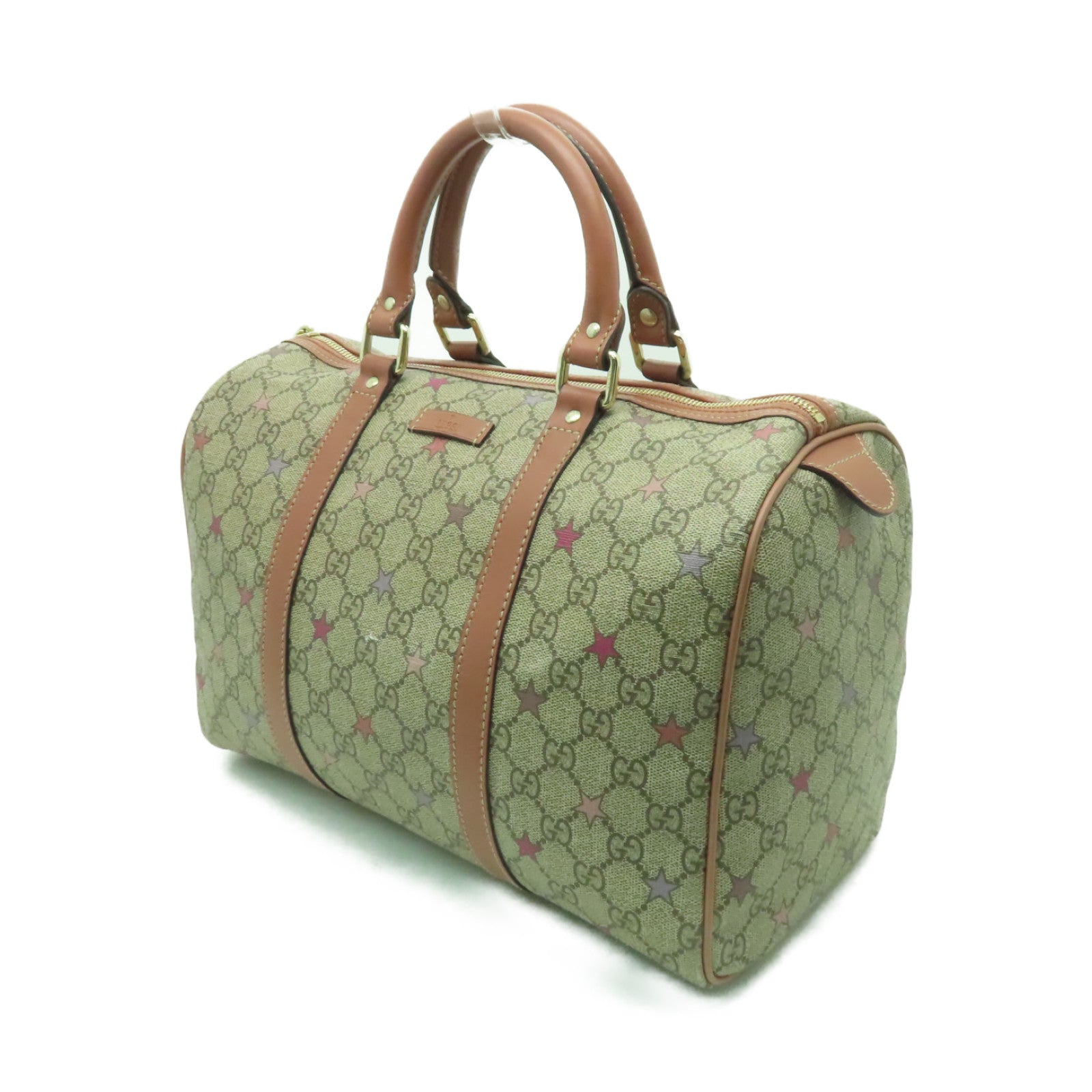 GUCCI 【清倉大減價】塗層帆布Handbag金扣手挽袋棕色/粉紅色