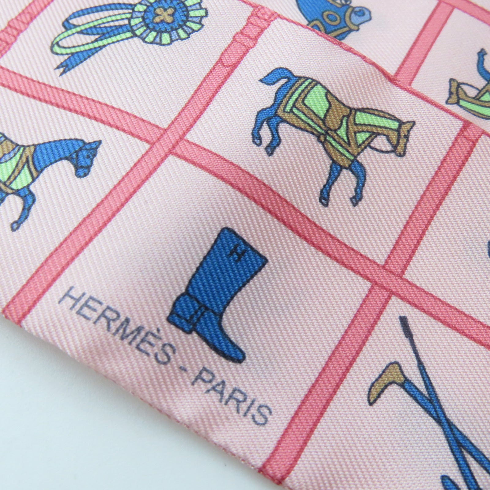 HERMES 絲質Twilly絲巾粉紅色