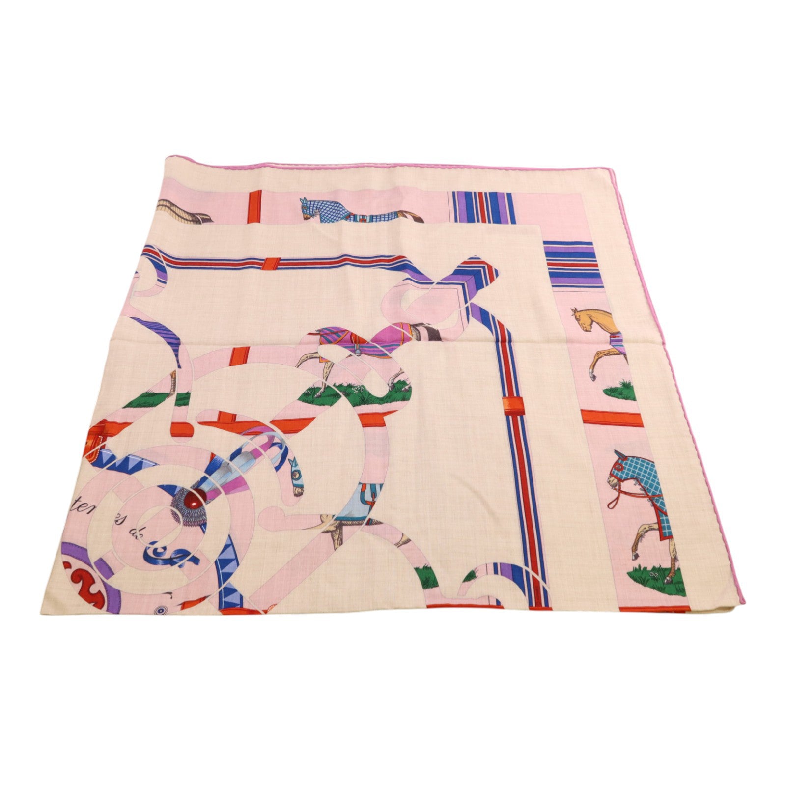 HERMES 羊絨/絲質Mors A Jouets Bandana Shawl 140絲巾