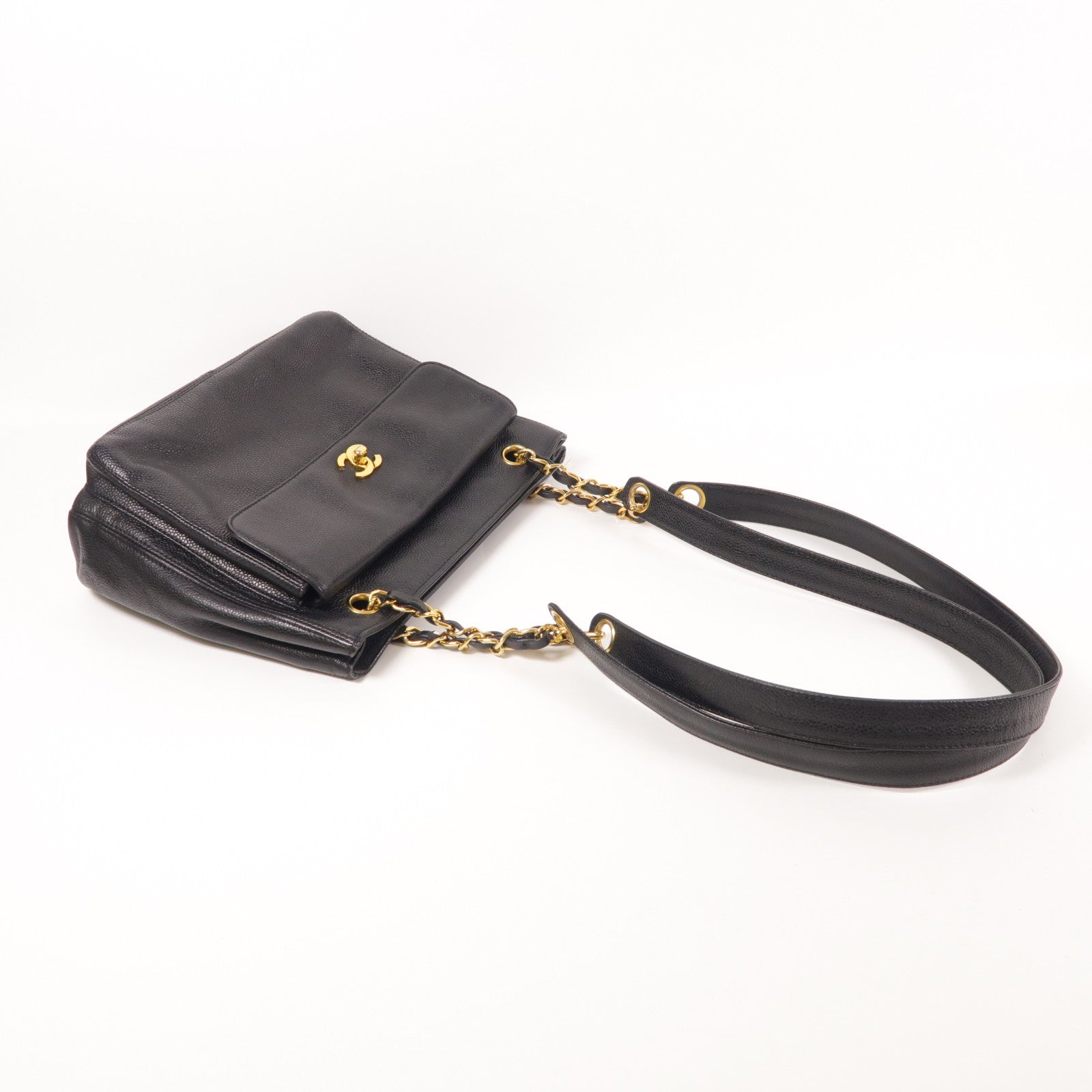 CHANEL 牛皮皮革Chain Shoulder金扣肩背袋