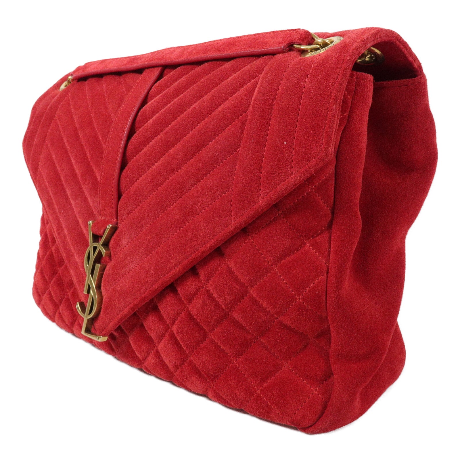 SAINT LAURENT 絨布Large Envelope鏈帶肩背袋